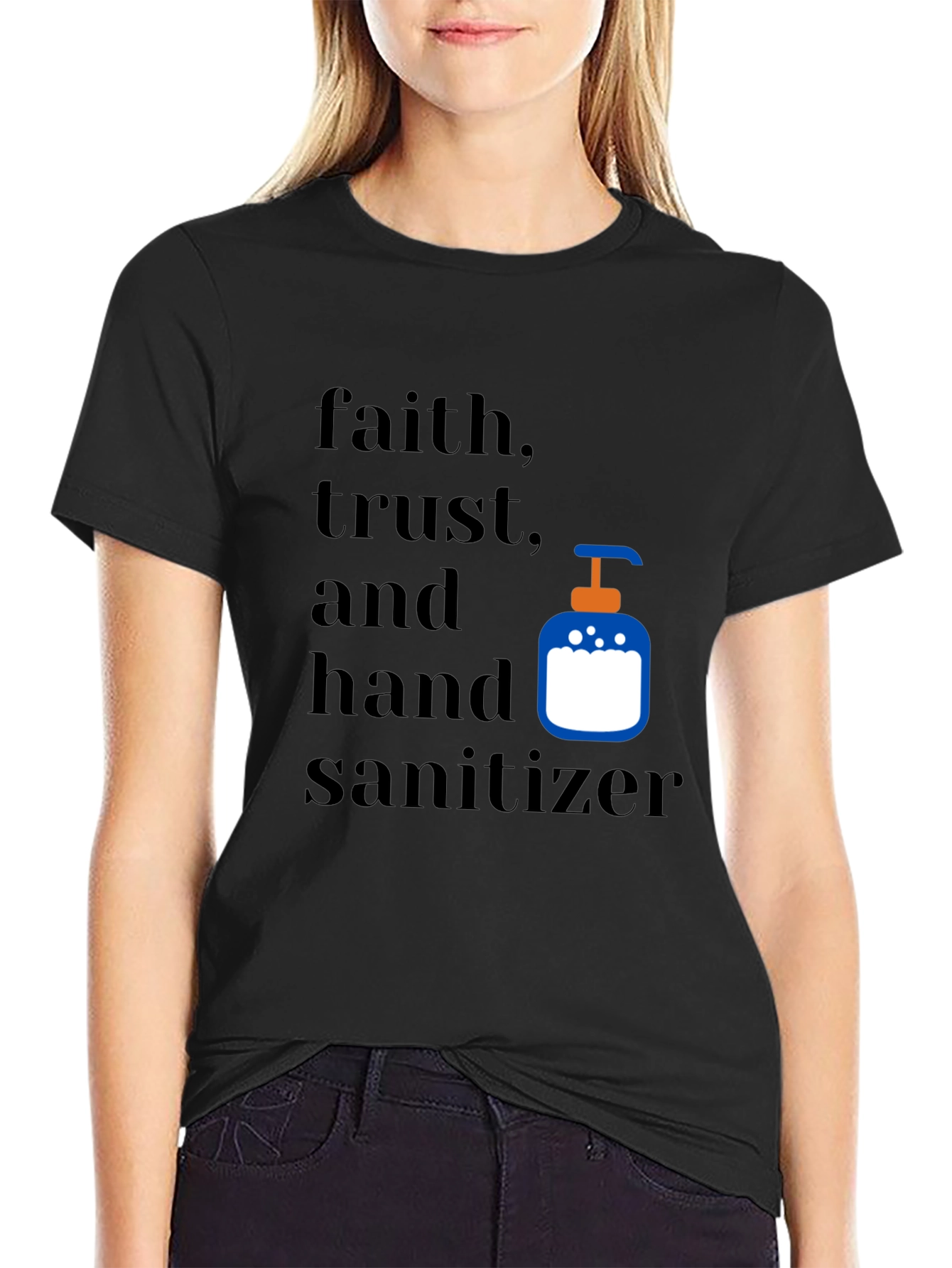 Black Faith, Trust, & Hand Sanitizer Graphic Tee view 2