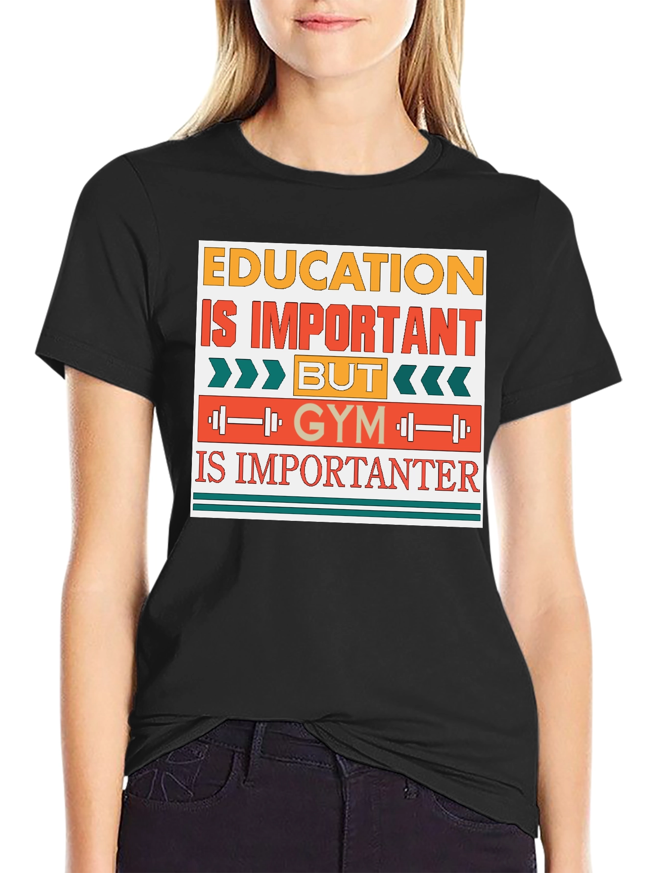 Black Education Important, Gym Importanter T-Shirt view 2