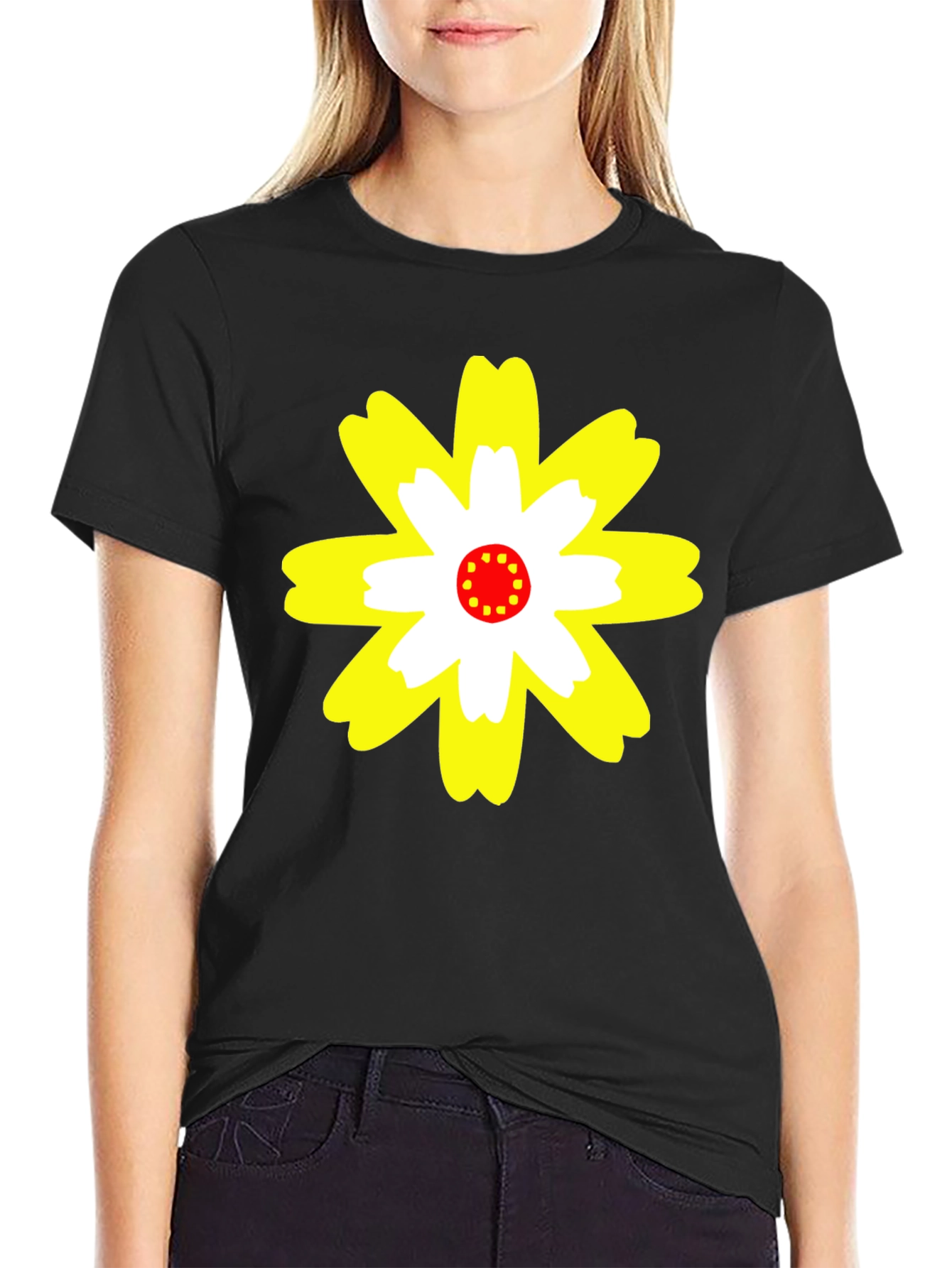 Black Flower Power Graphic Tee - Black view 2