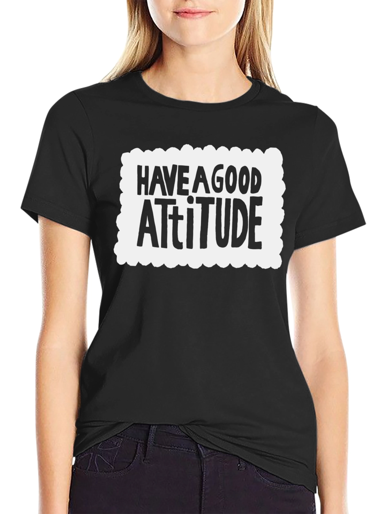 Black Have a Good Attitude Graphic Tee - Black view 2