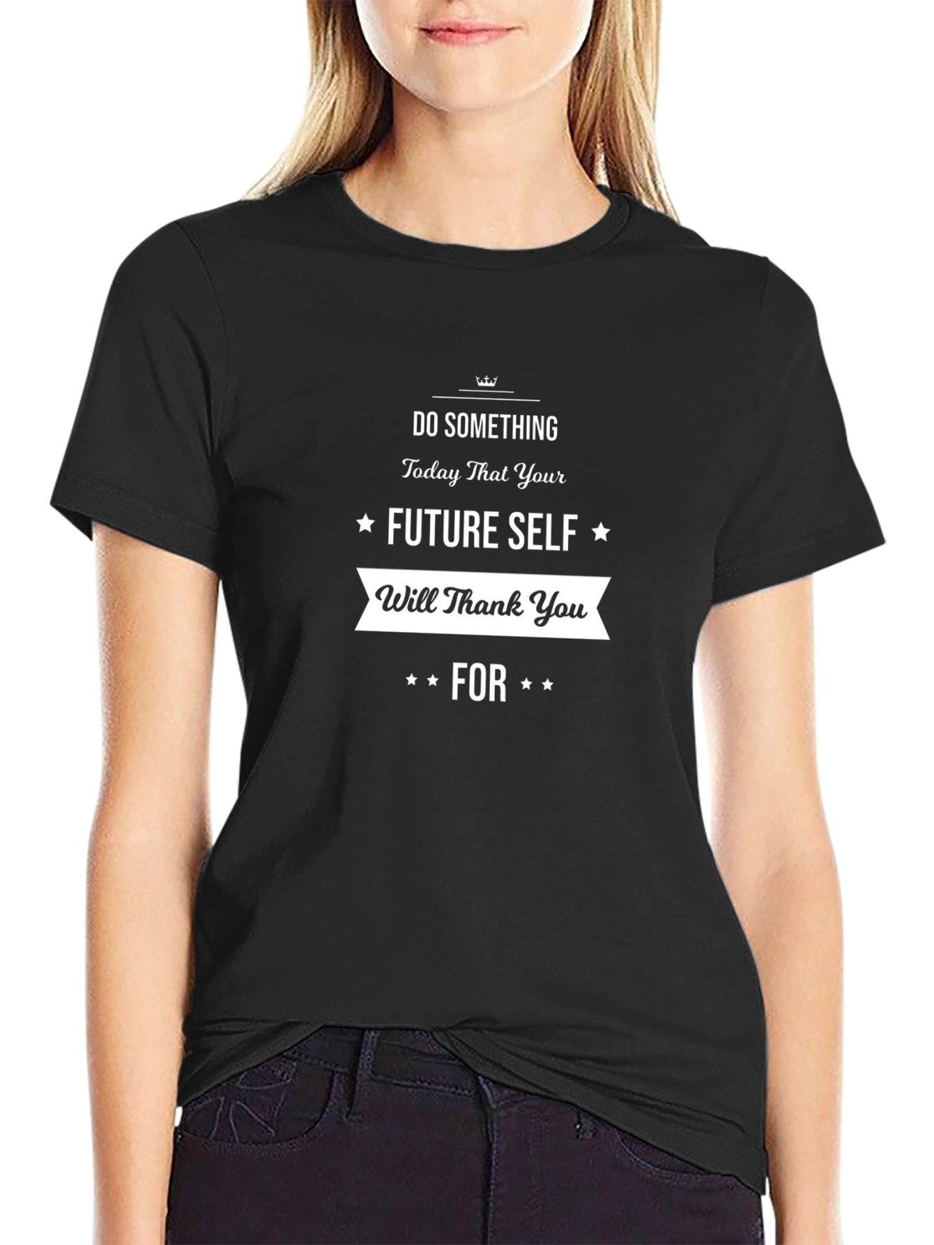 Black Motivational Black T-Shirt: Thank Your Future Self view 2