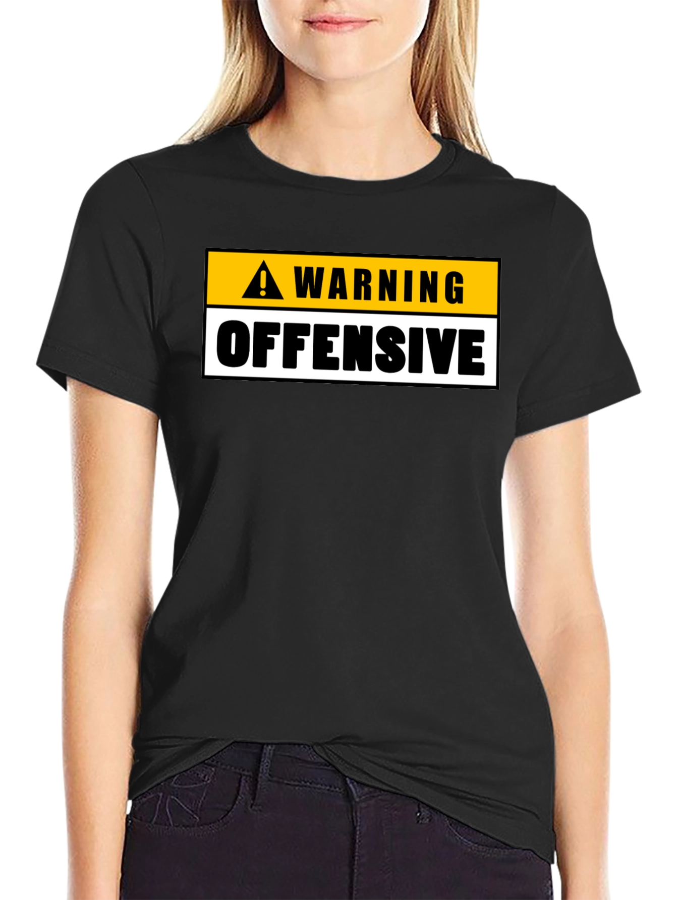Black Warning Offensive Graphic Tee view 2