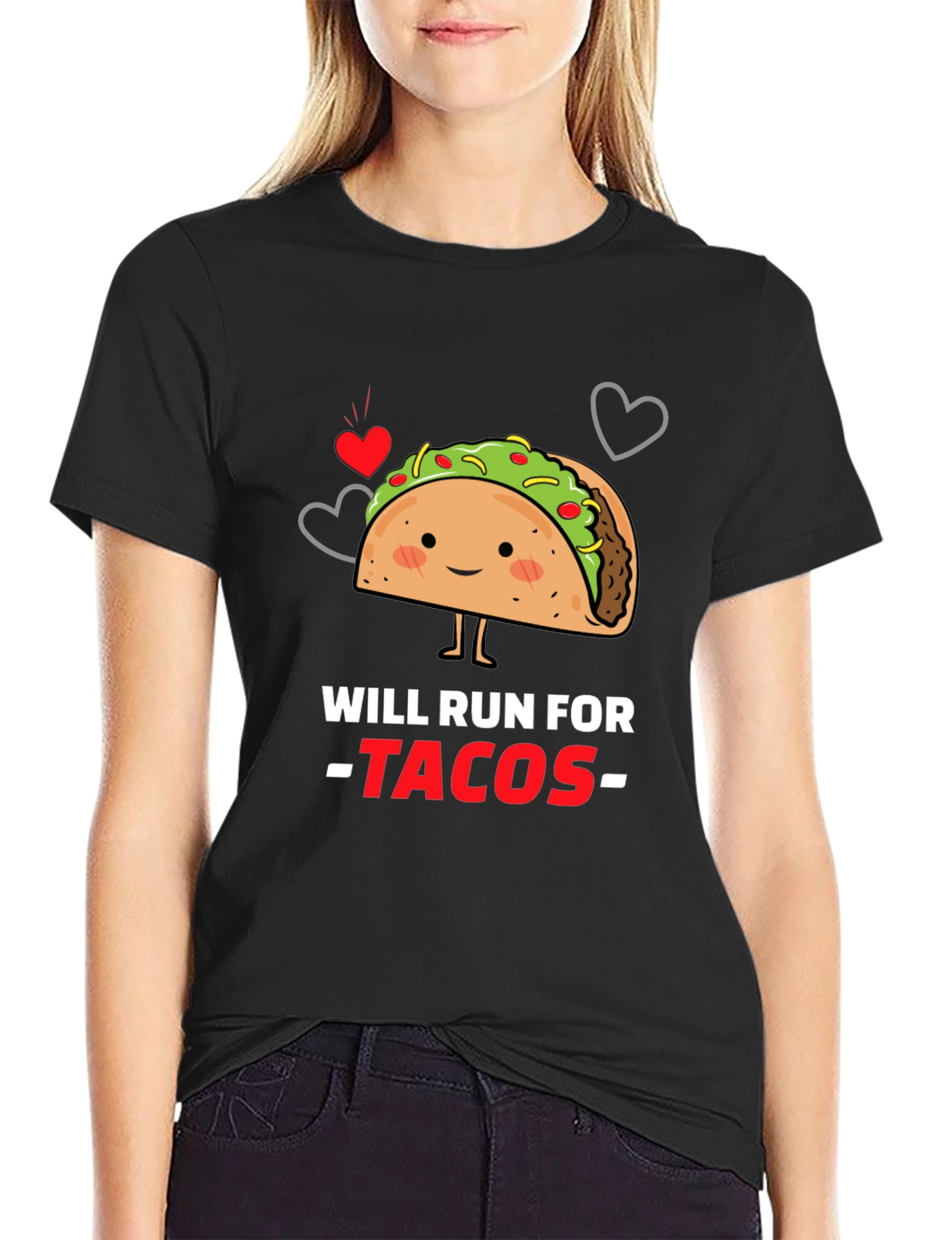 Black Will Run For Tacos Graphic T-Shirt view 2