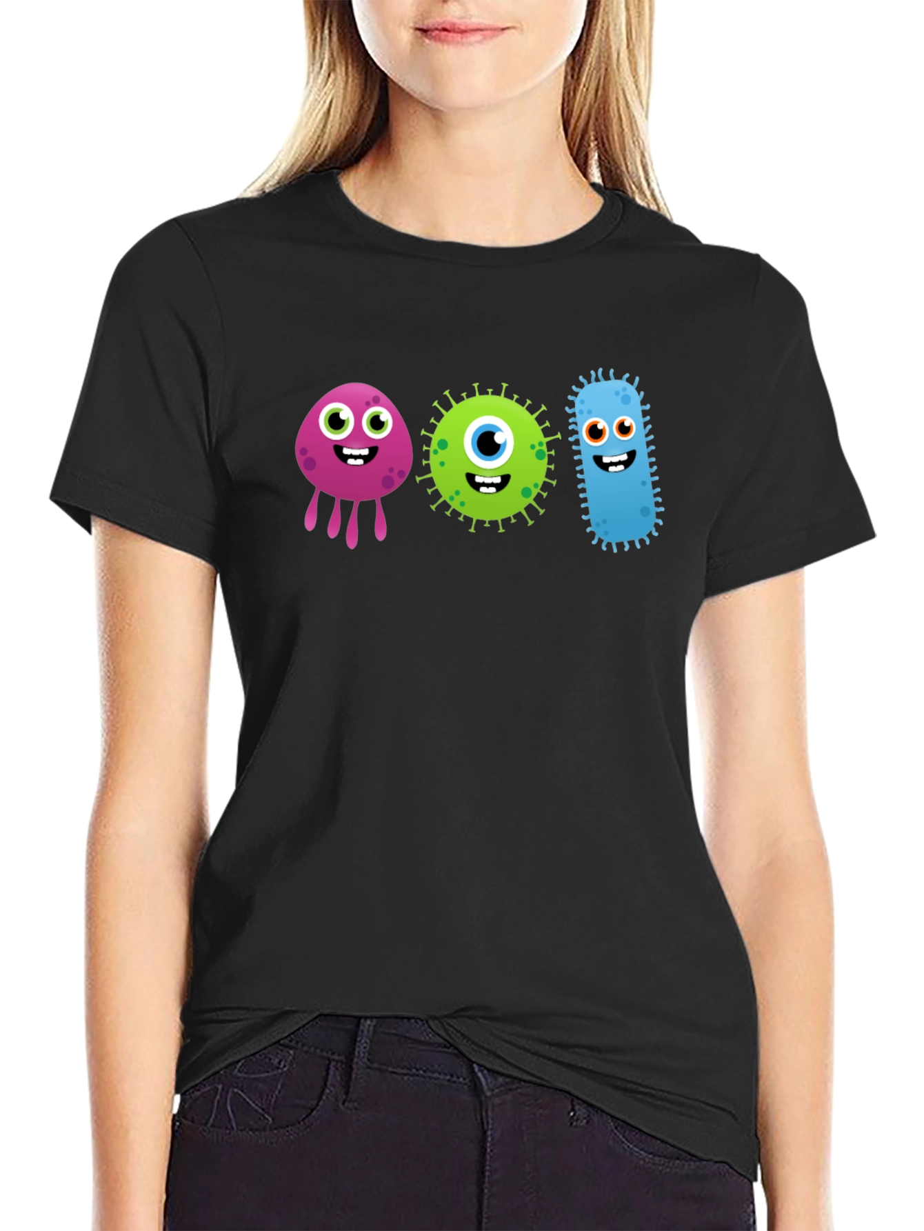 Black Cute Germs Black T-Shirt view 2
