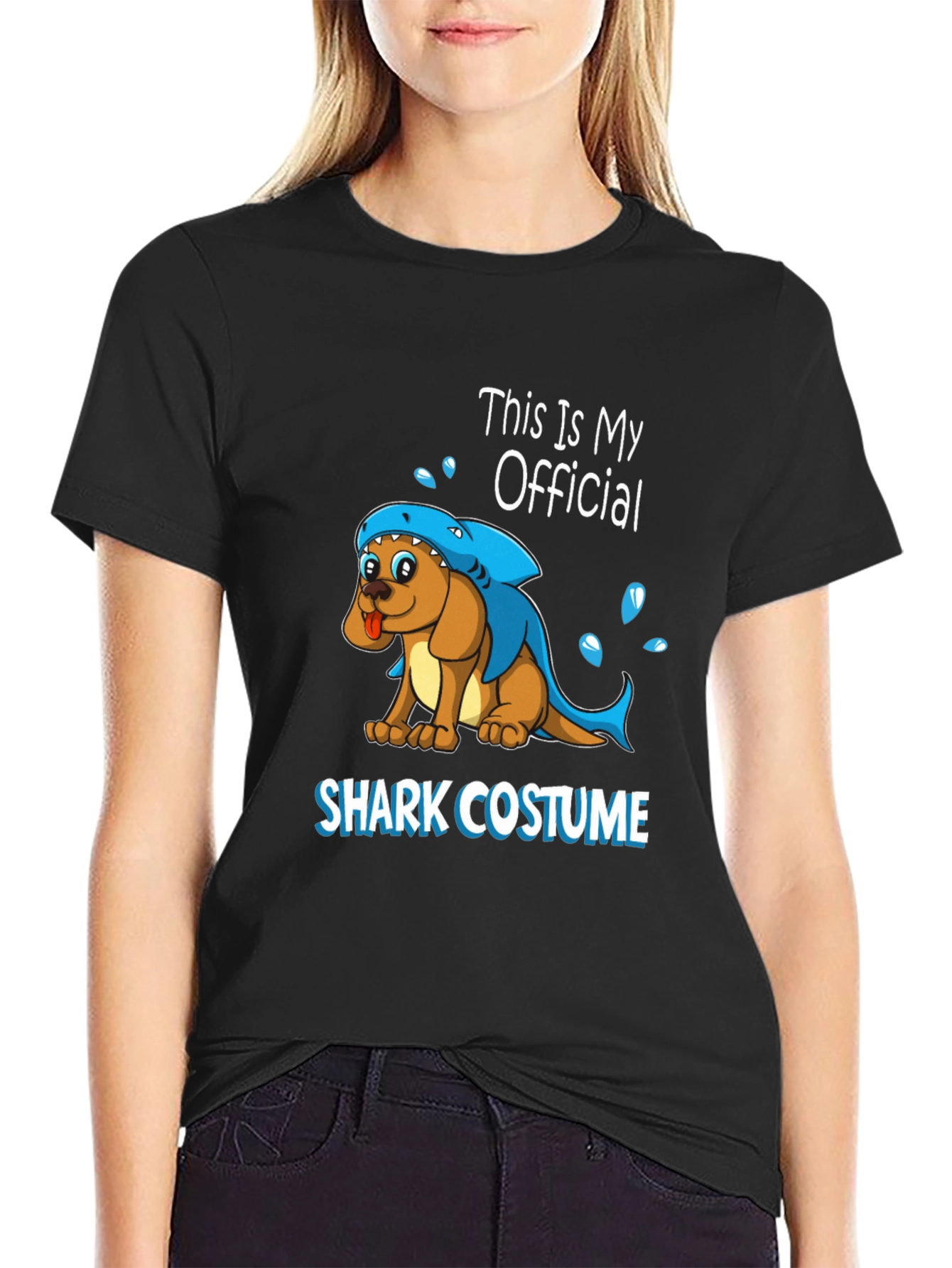 Black Dog Shark Costume Graphic T-Shirt view 2