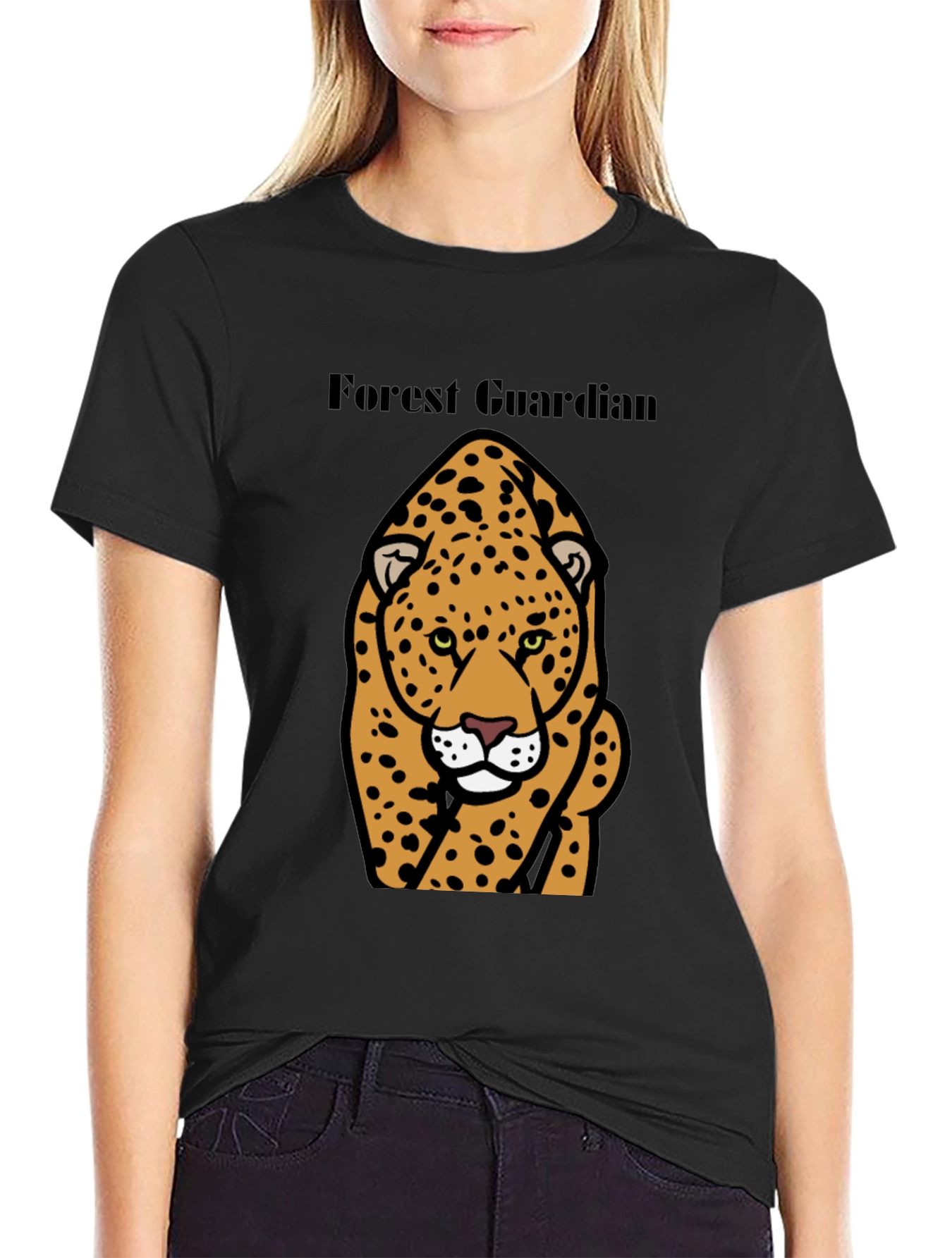 Black Forest Guardian Leopard Graphic Tee - Black view 2