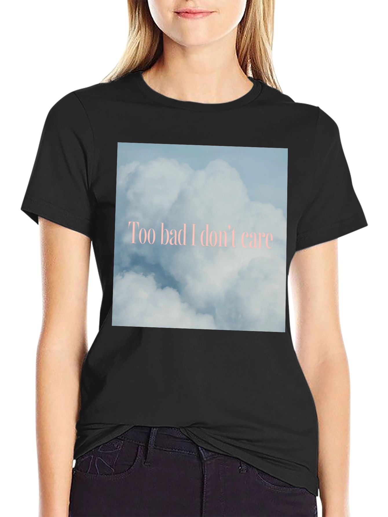 Black Too Bad I Don't Care Cloud Graphic Tee view 2