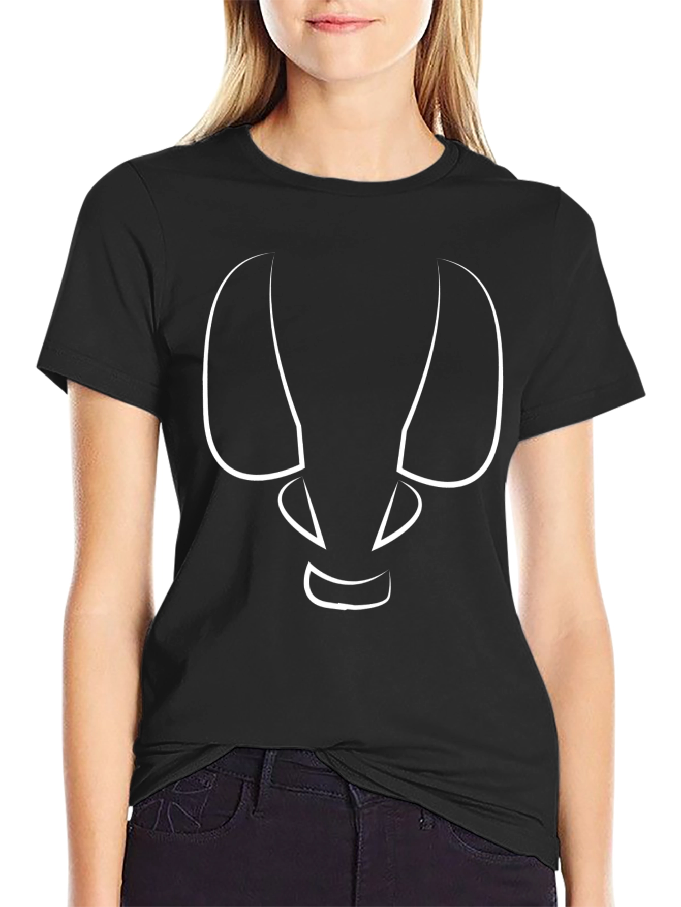 Black Abstract Face Graphic Tee - Modern Style view 2