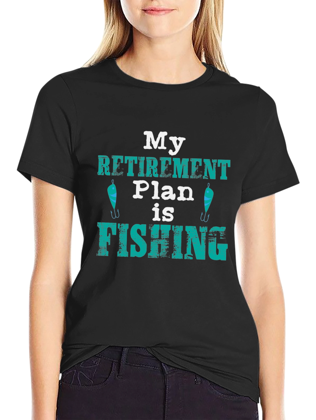 Black Fishing Retirement Plan T-Shirt view 2