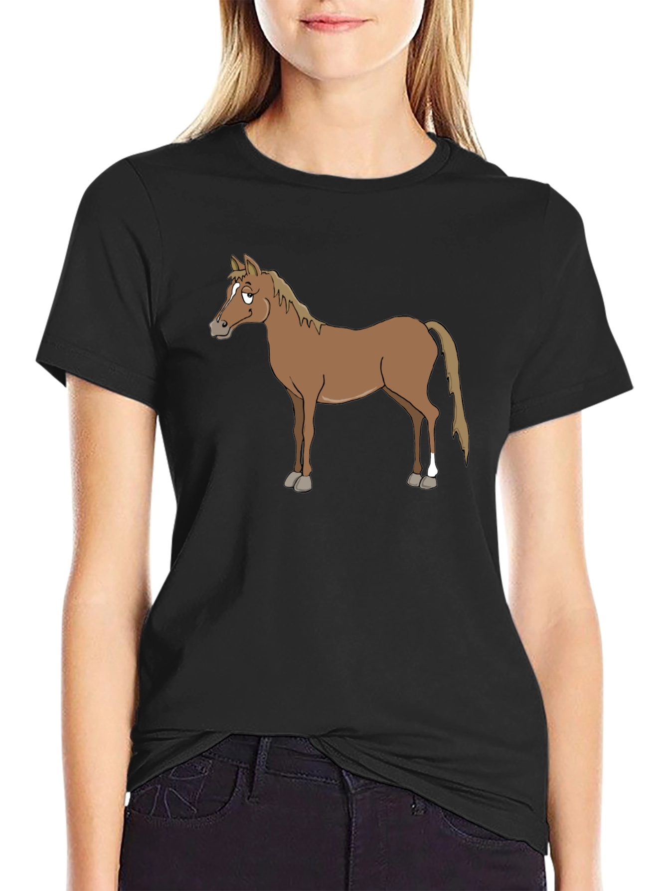 Black Horse Graphic T-Shirt - Casual Black Tee view 2