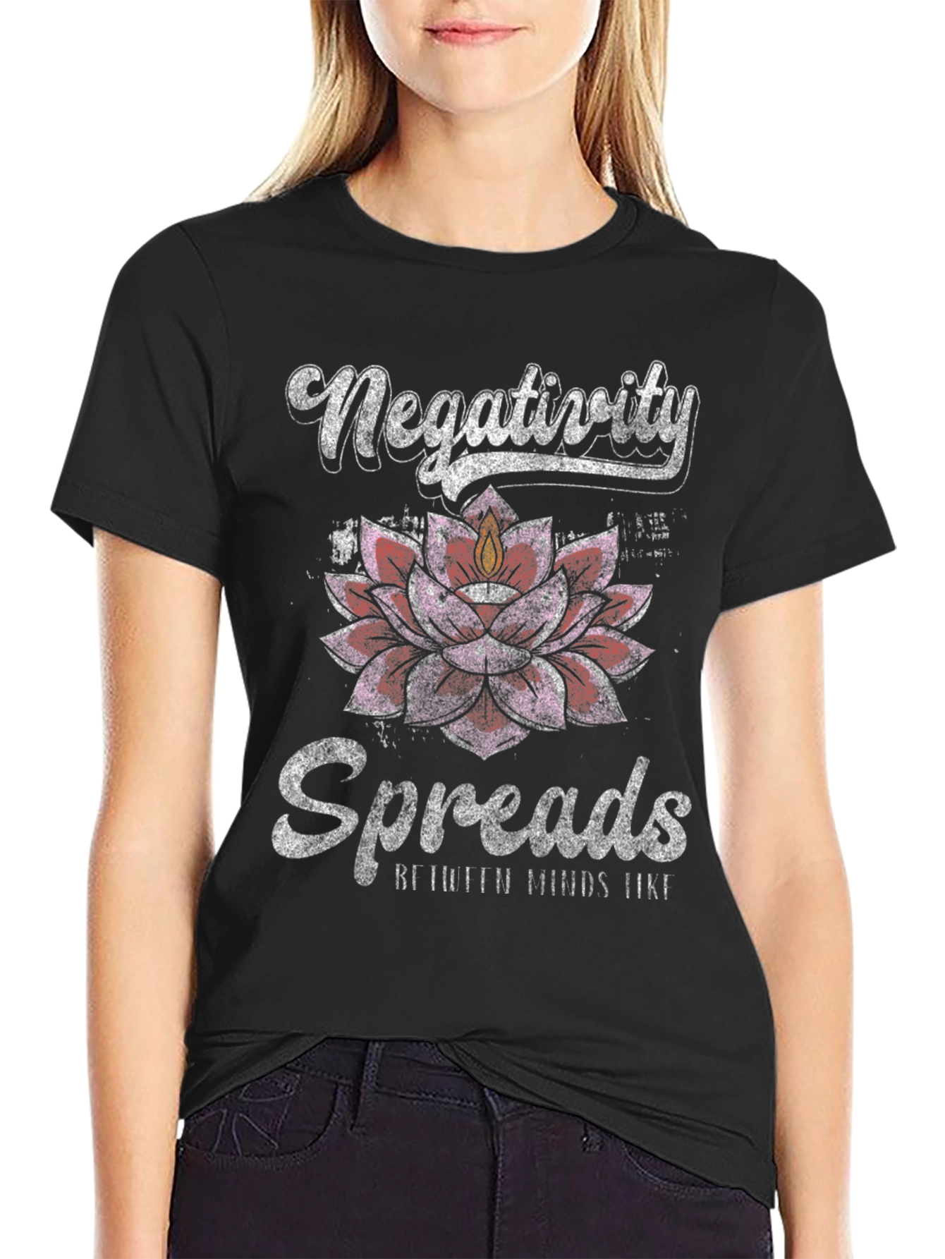 Black Negativity Spreads Lotus T-Shirt view 2