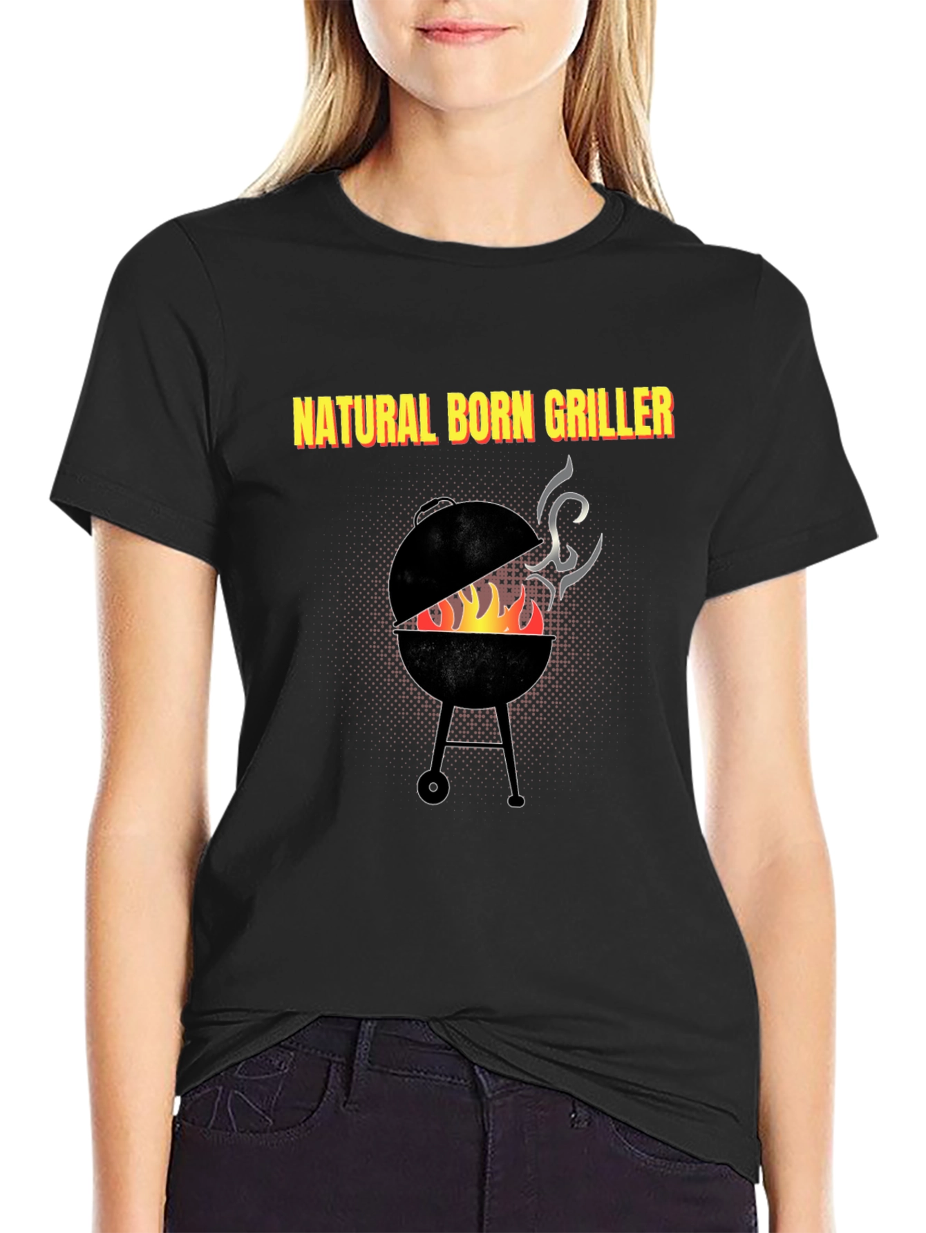 Black Natural Born Griller T-Shirt - BBQ Grill Master Tee view 2