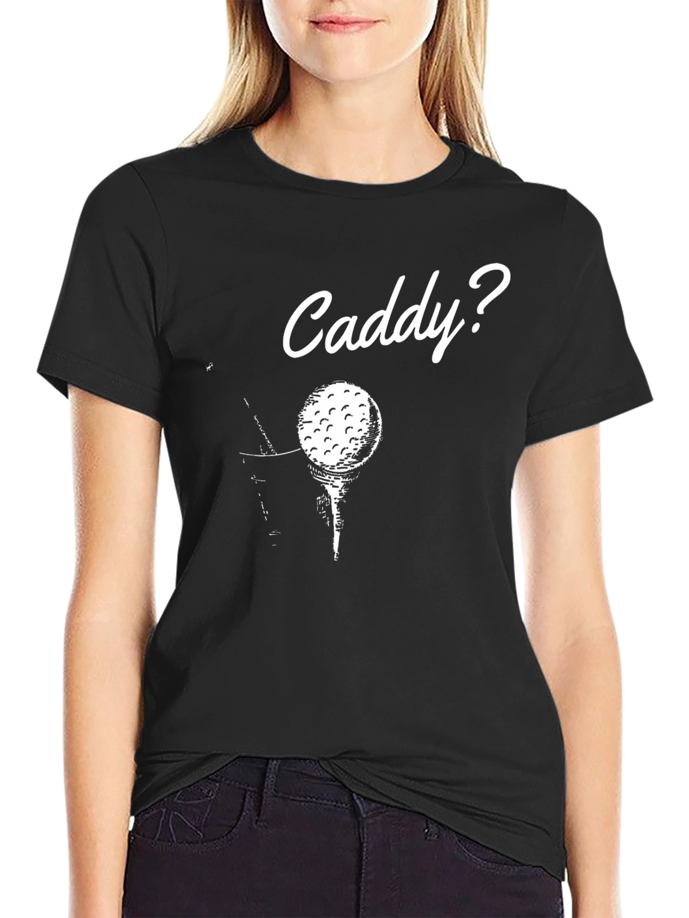 Black Caddy Golf T-Shirt - Humorous Golfer Tee view 2
