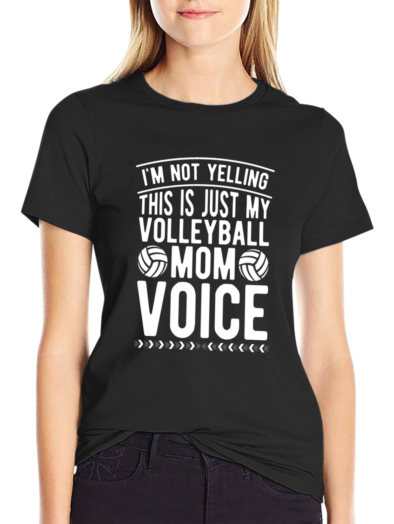 Black Volleyball Mom Voice T-Shirt view 2