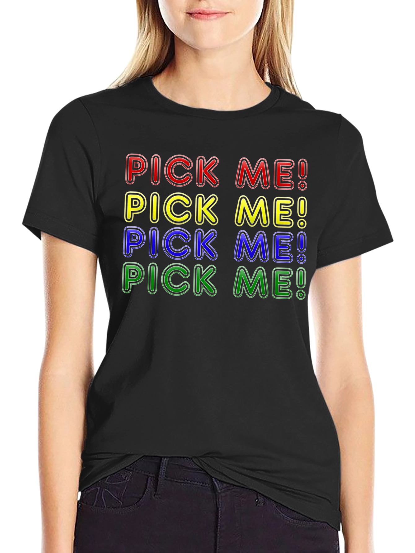 Black Pick Me! Graphic T-Shirt - Bold Colorful Design view 2