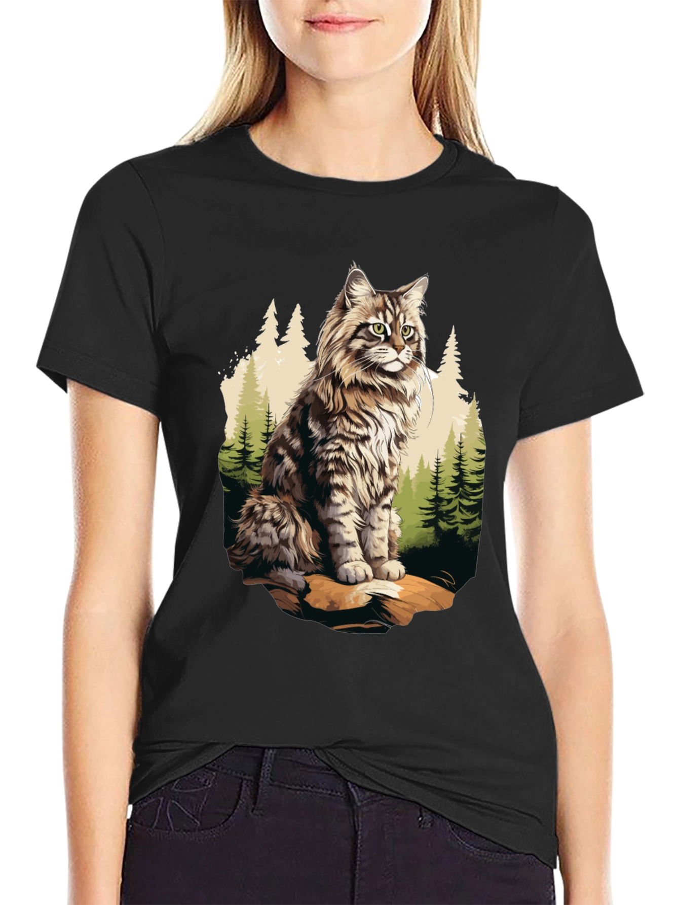 Black Cat in the Woods Graphic Tee view 2