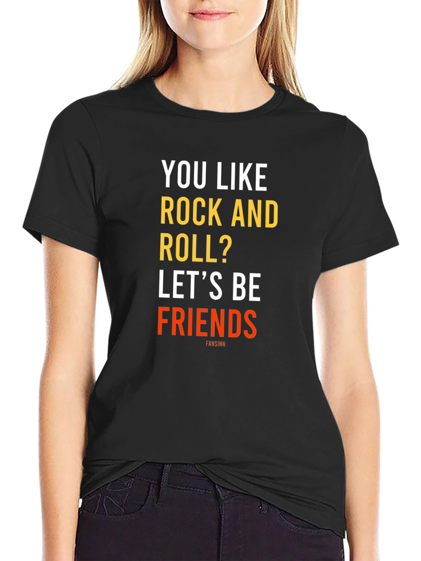 Black Rock and Roll Fan T-Shirt - Let's Be Friends view 2