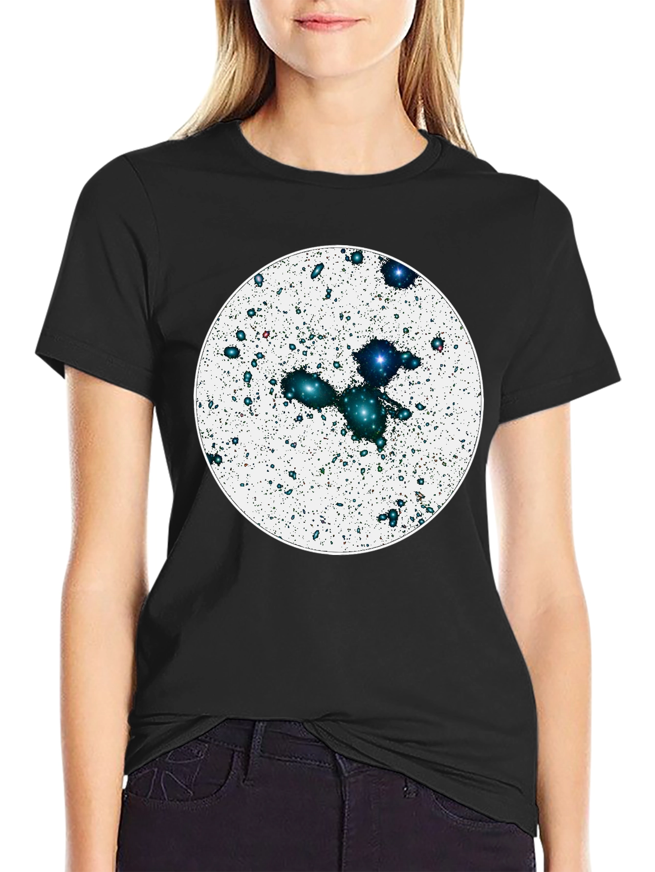 Black Cosmic Galaxy Graphic Tee - Black Cotton Blend view 2