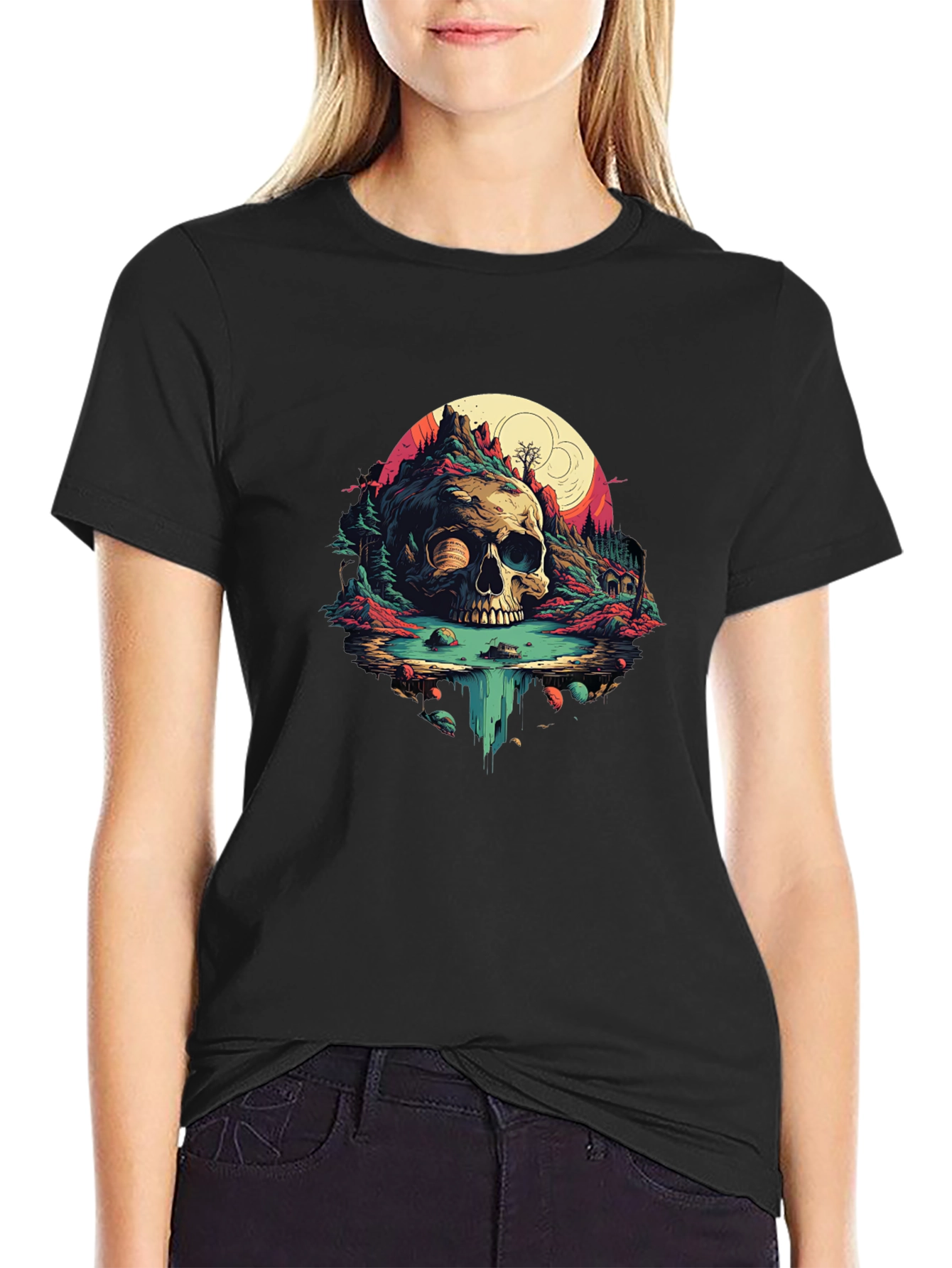 Black Skull Island Graphic Tee - Vibrant Design view 2