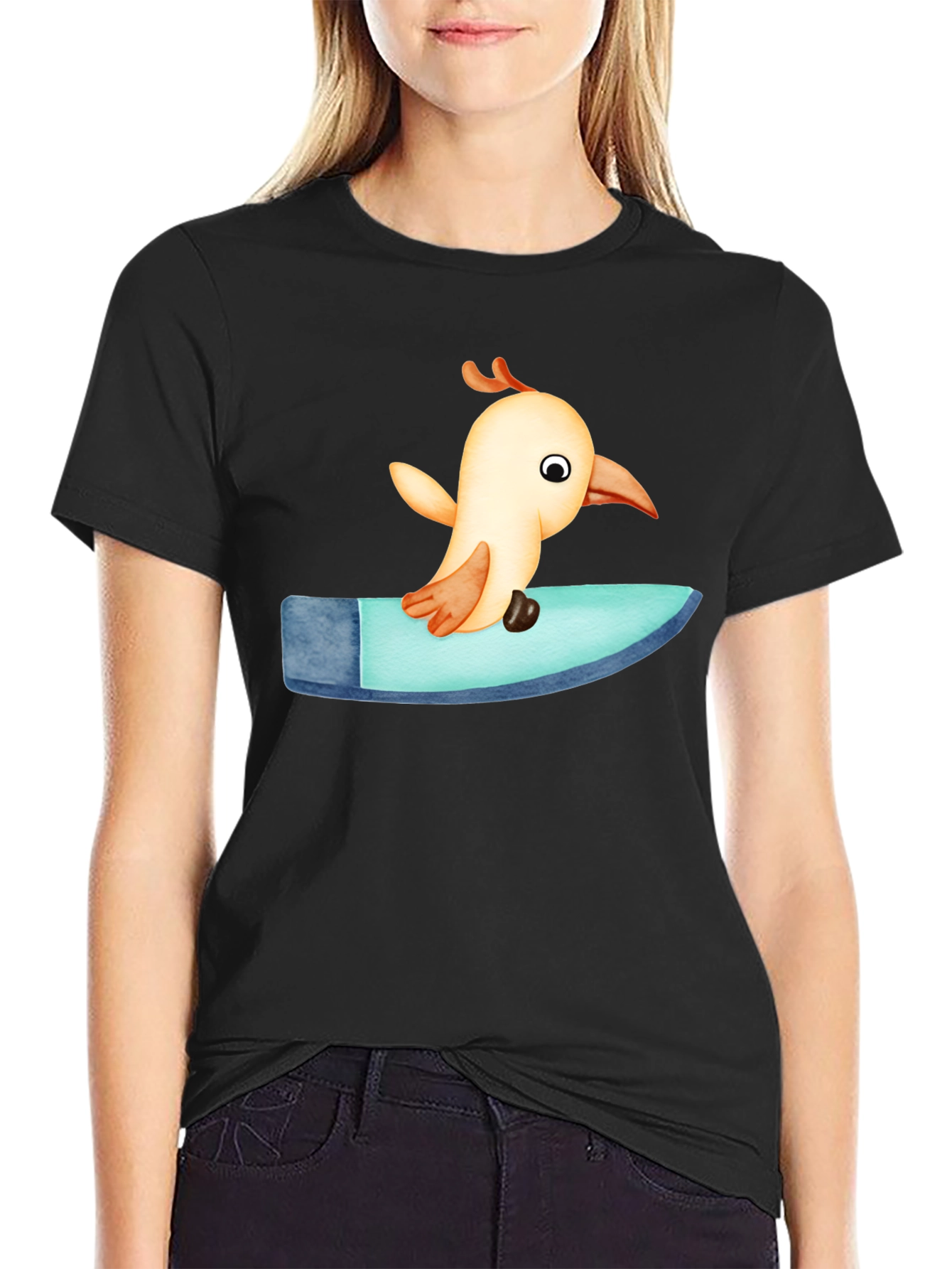 Black Bird Surfing Tee - Black view 2