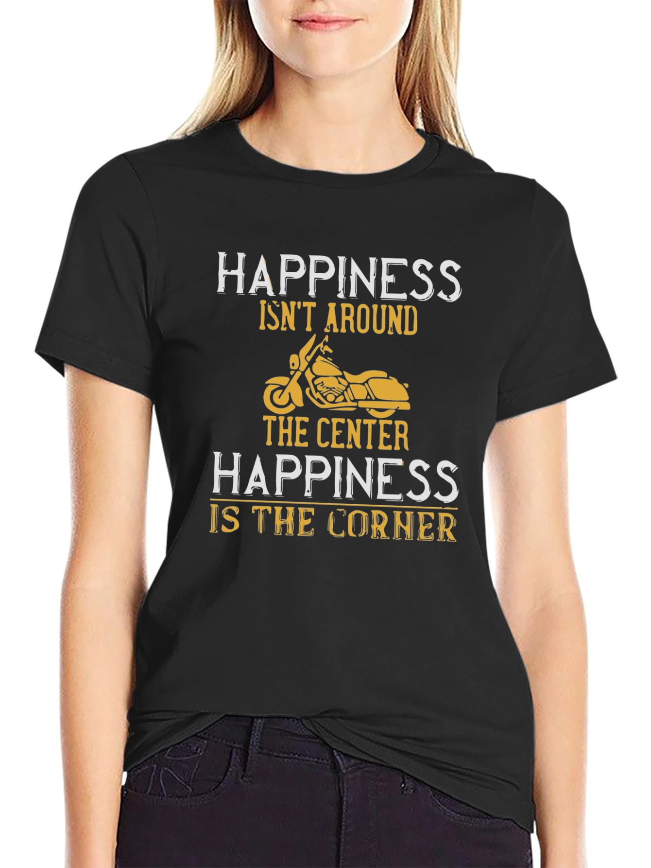Black Happiness Motorcycle Graphic T-Shirt view 2