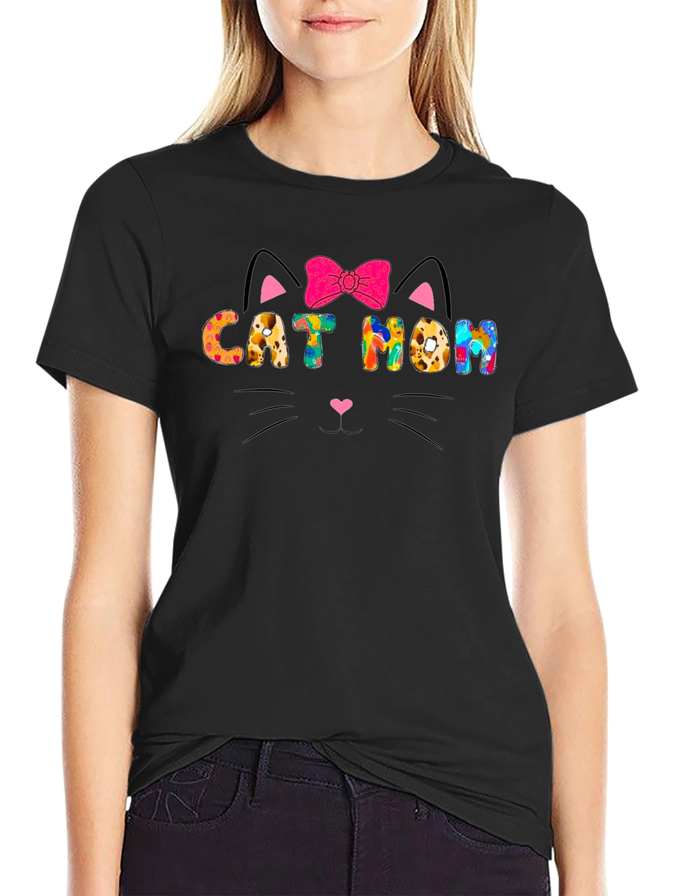 Black Cat Mom T-Shirt - Cute Cat Lover Tee view 2