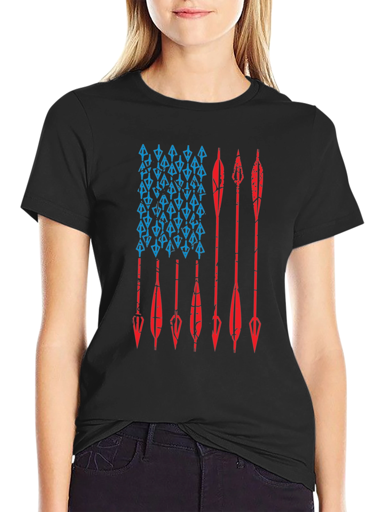 Black American Flag Arrow Graphic Tee - Hunting Pride view 2
