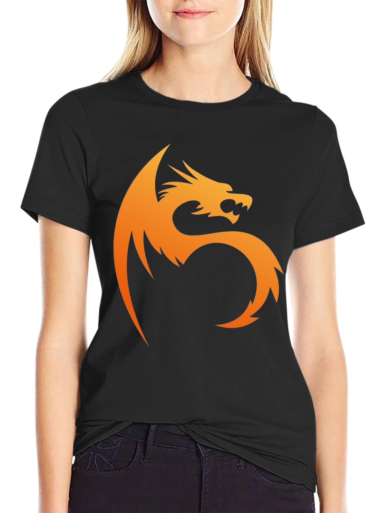 Black Bold Dragon Graphic Tee - Black Cotton view 2