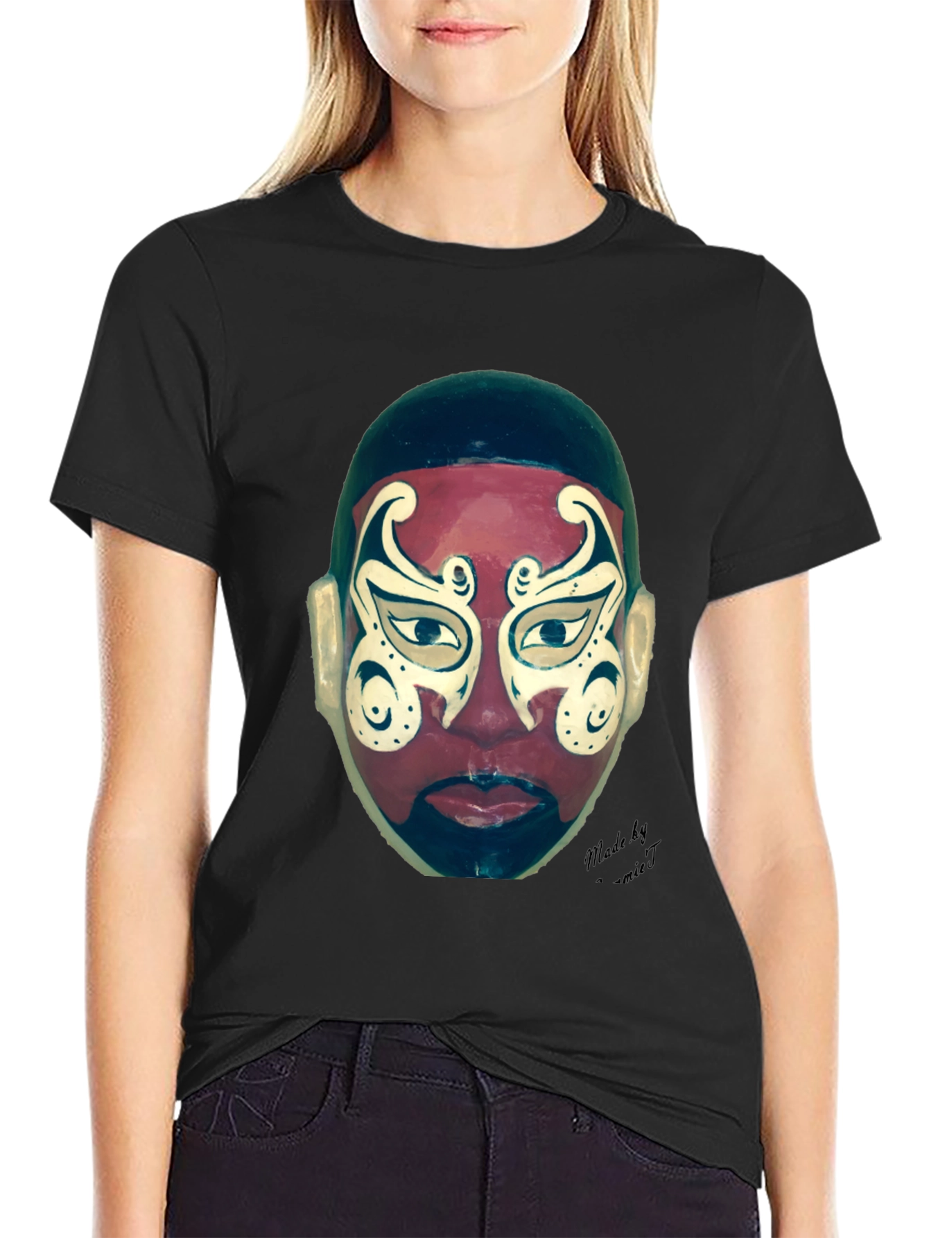 Black Unique Mask Graphic T-Shirt view 2