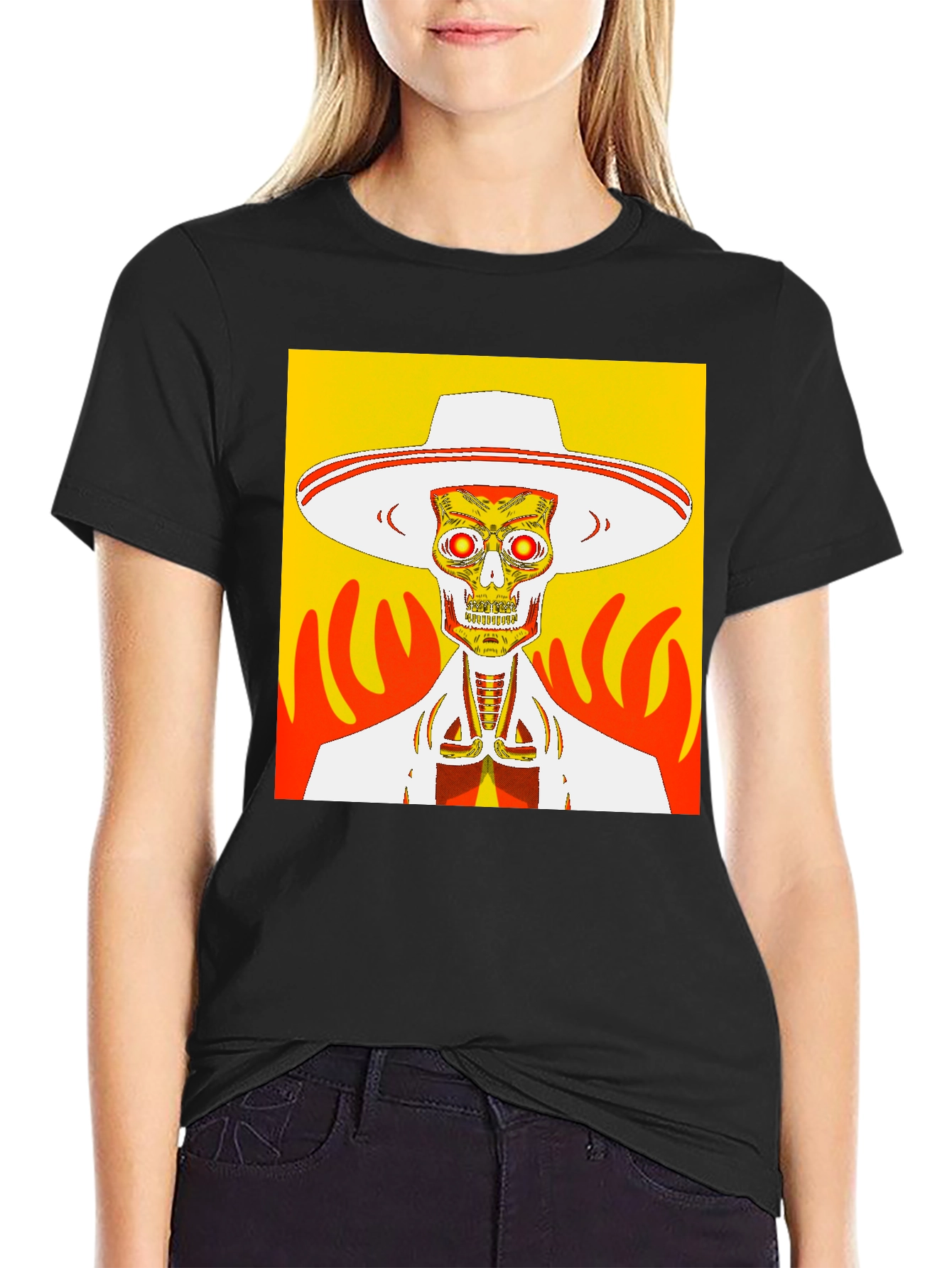 Black Skeleton Mariachi T-Shirt - Day of the Dead Style Tee view 2