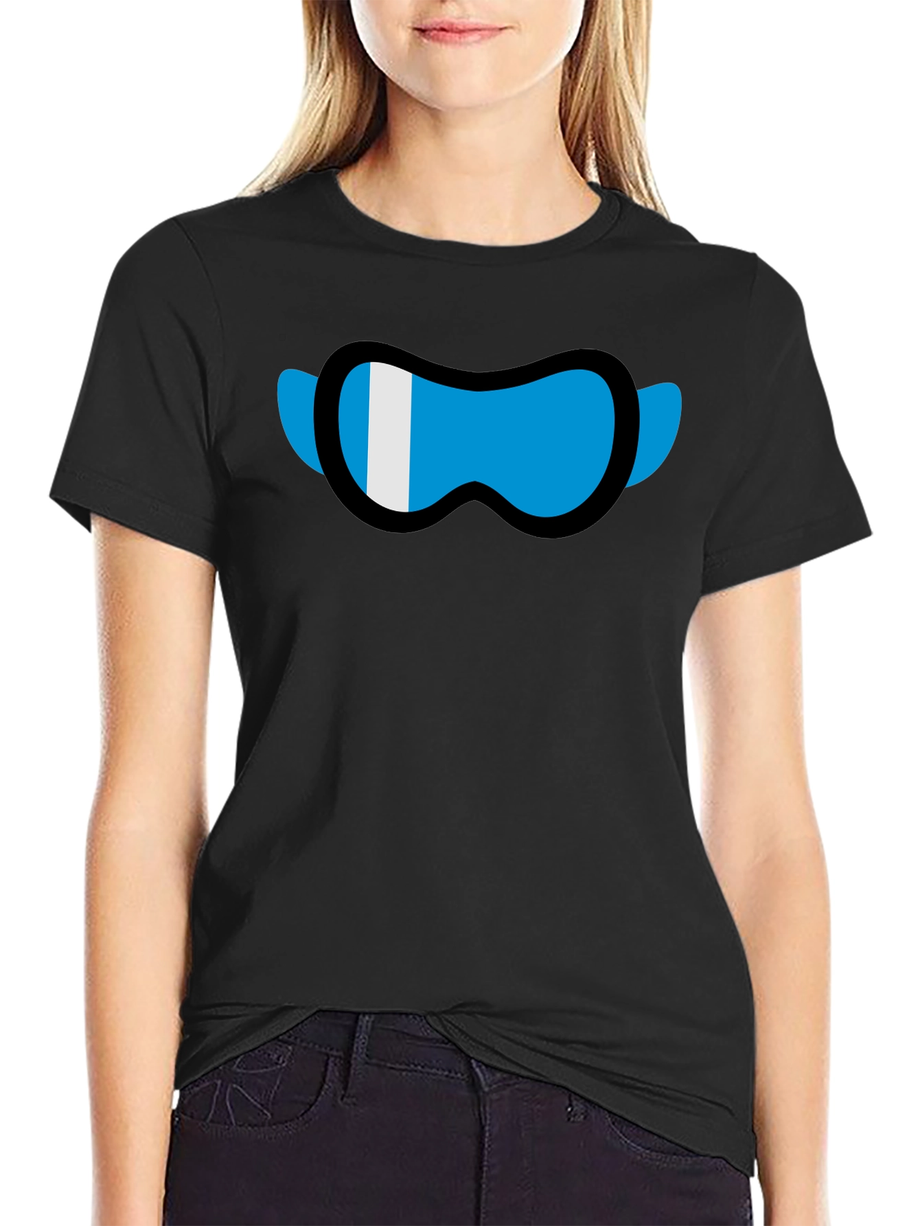 Black Cool Graphic Tee - Ski Goggles Design view 2
