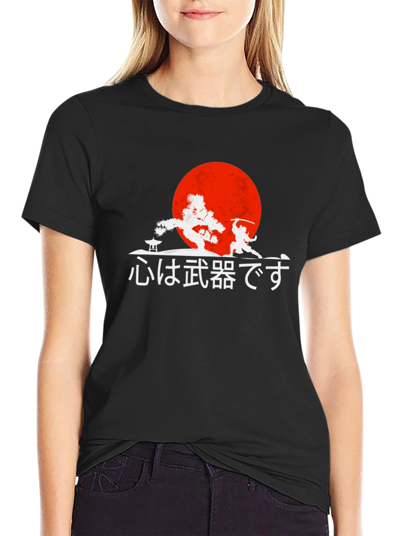 Black Samurai Warrior Graphic Tee - Japanese Art T-Shirt view 2