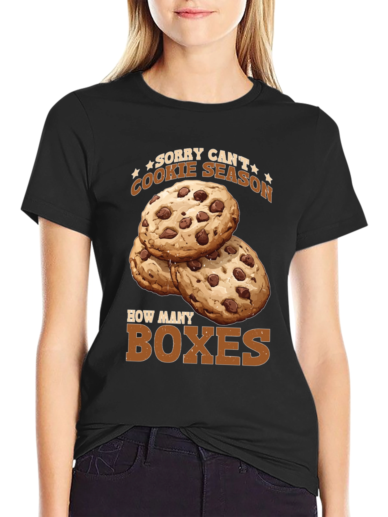 Black Funny Cookie Season T-Shirt - How Many Boxes? view 2