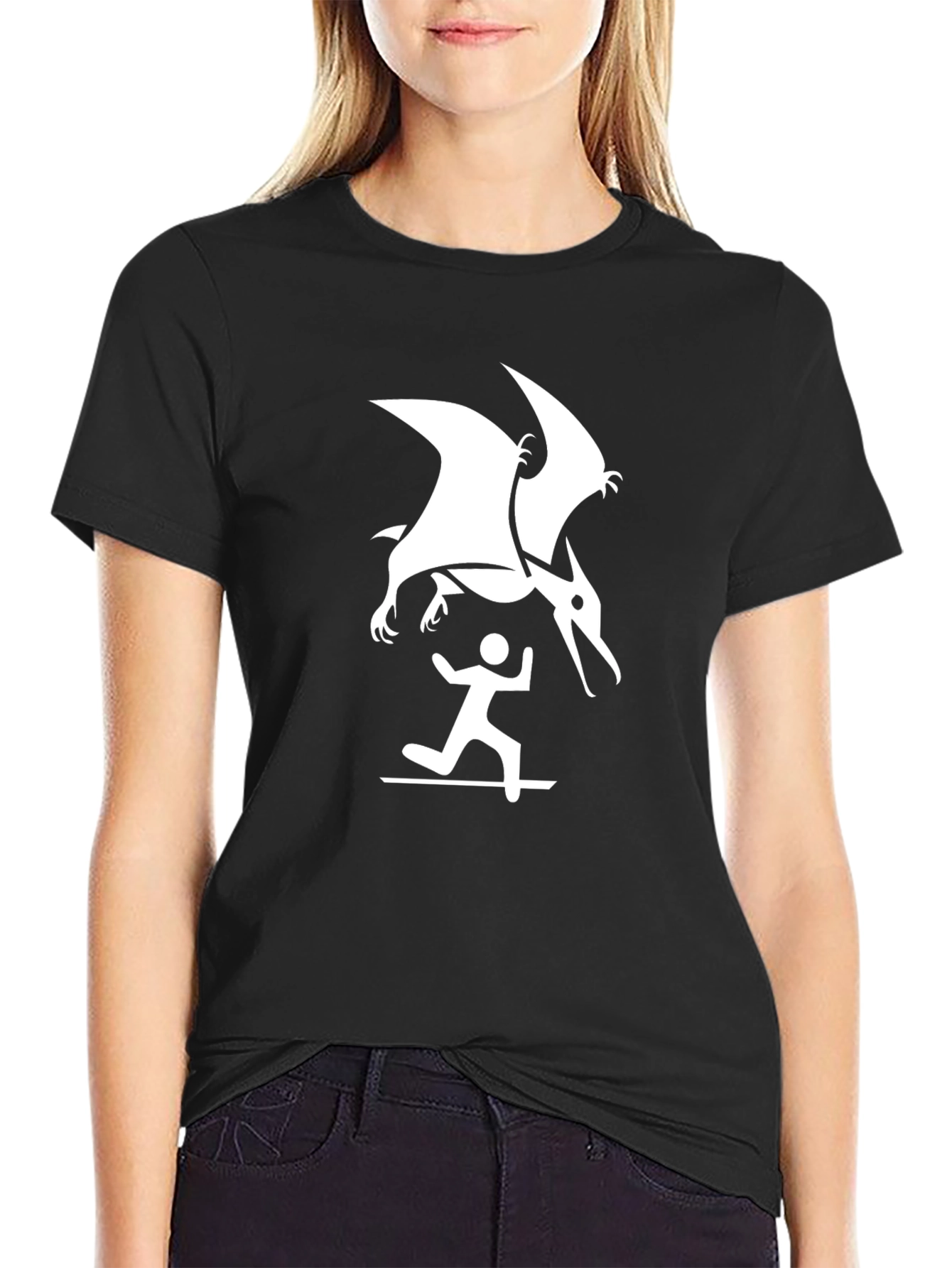 Black Pterodactyl Attack Graphic Tee - Black view 2