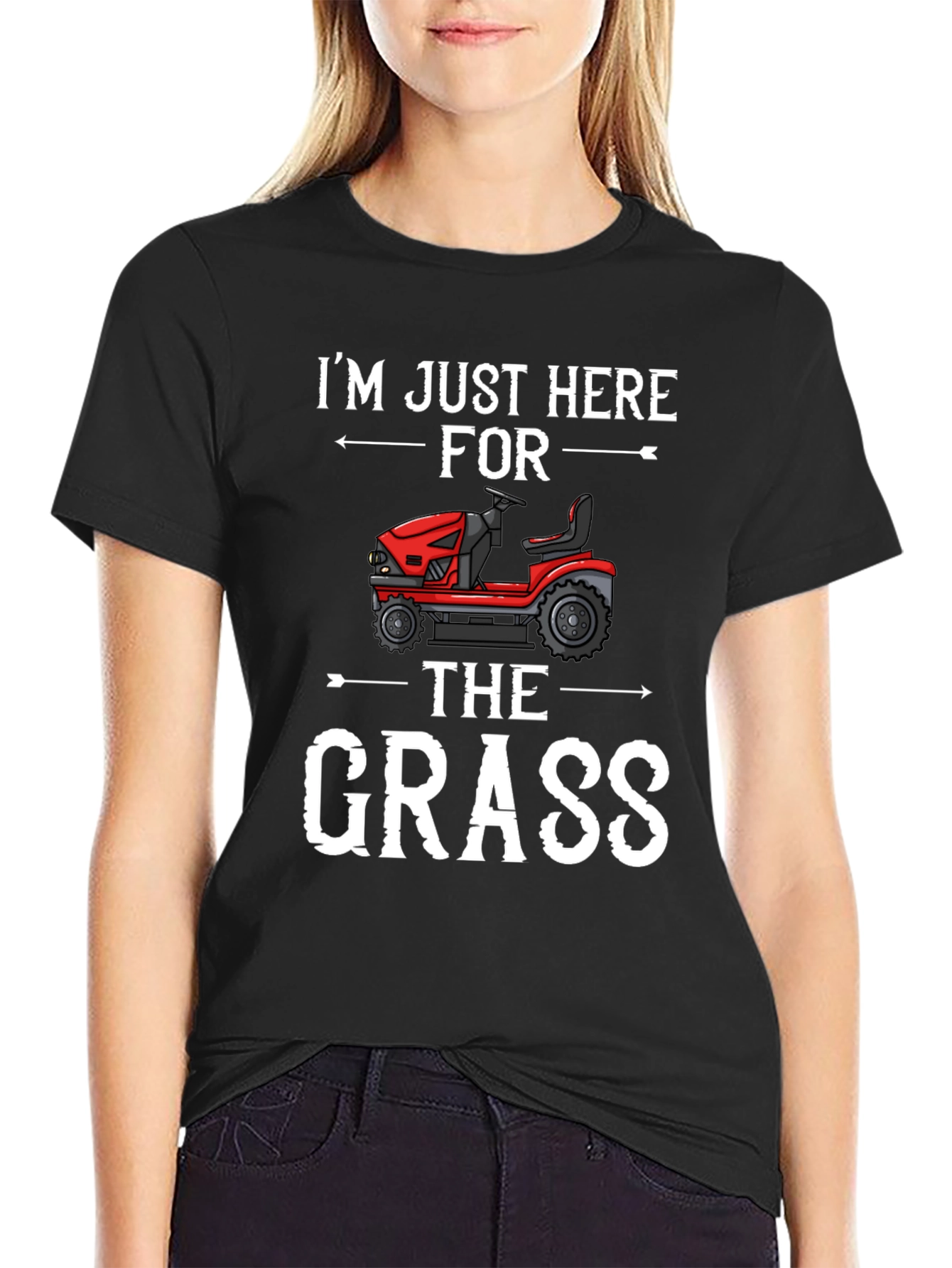 Black I'm Just Here For The Grass - Funny T-Shirt view 2