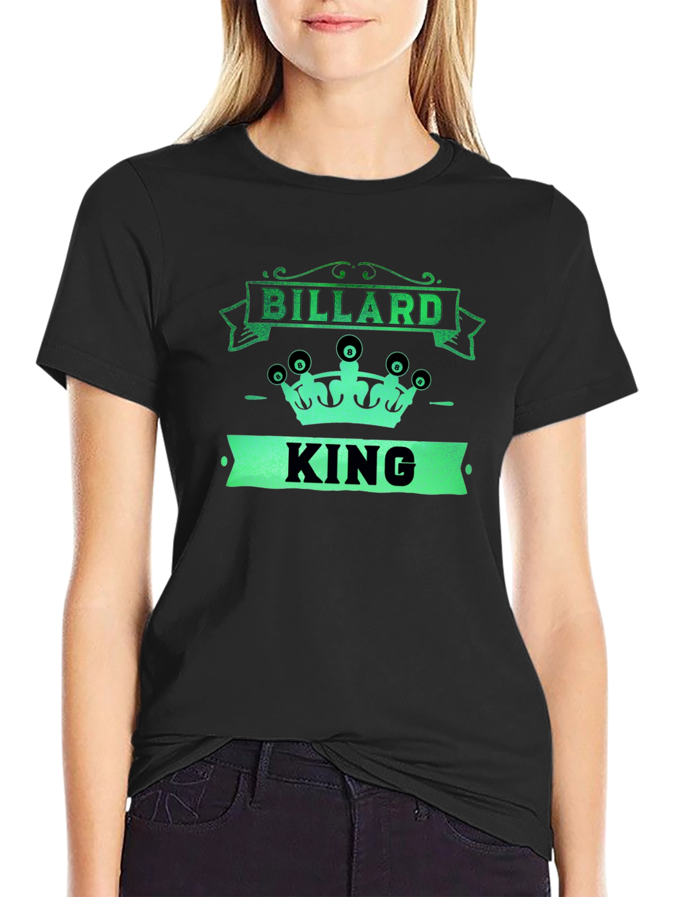 Black Billard King Black T-Shirt - Unique Design view 2