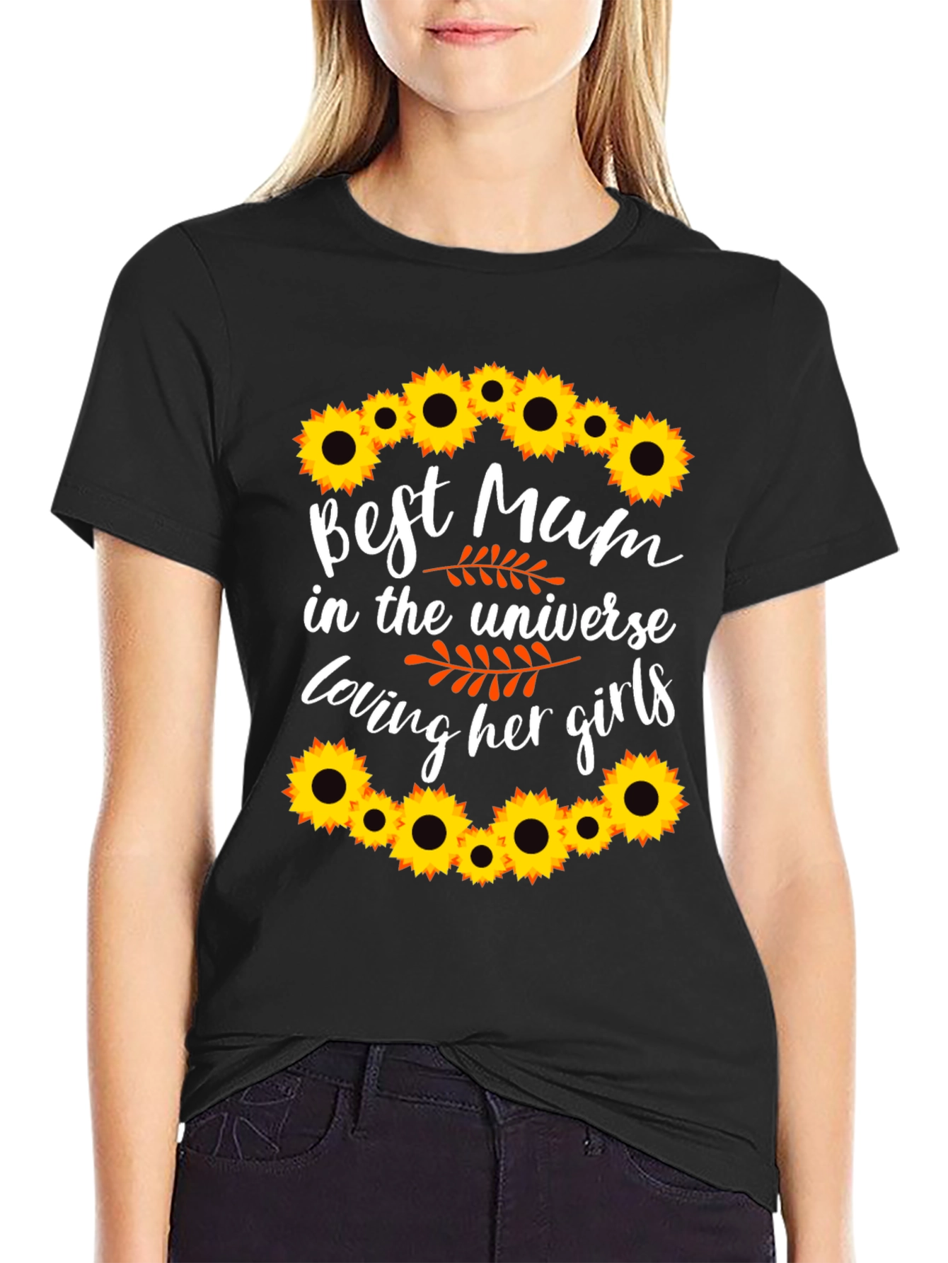 Black Best Mum Ever Sunflower Graphic Tee view 2