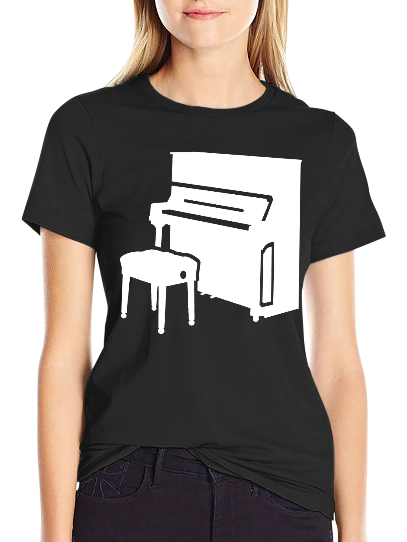 Black Piano Graphic Tee - Stylish Music Lover's T-Shirt view 2