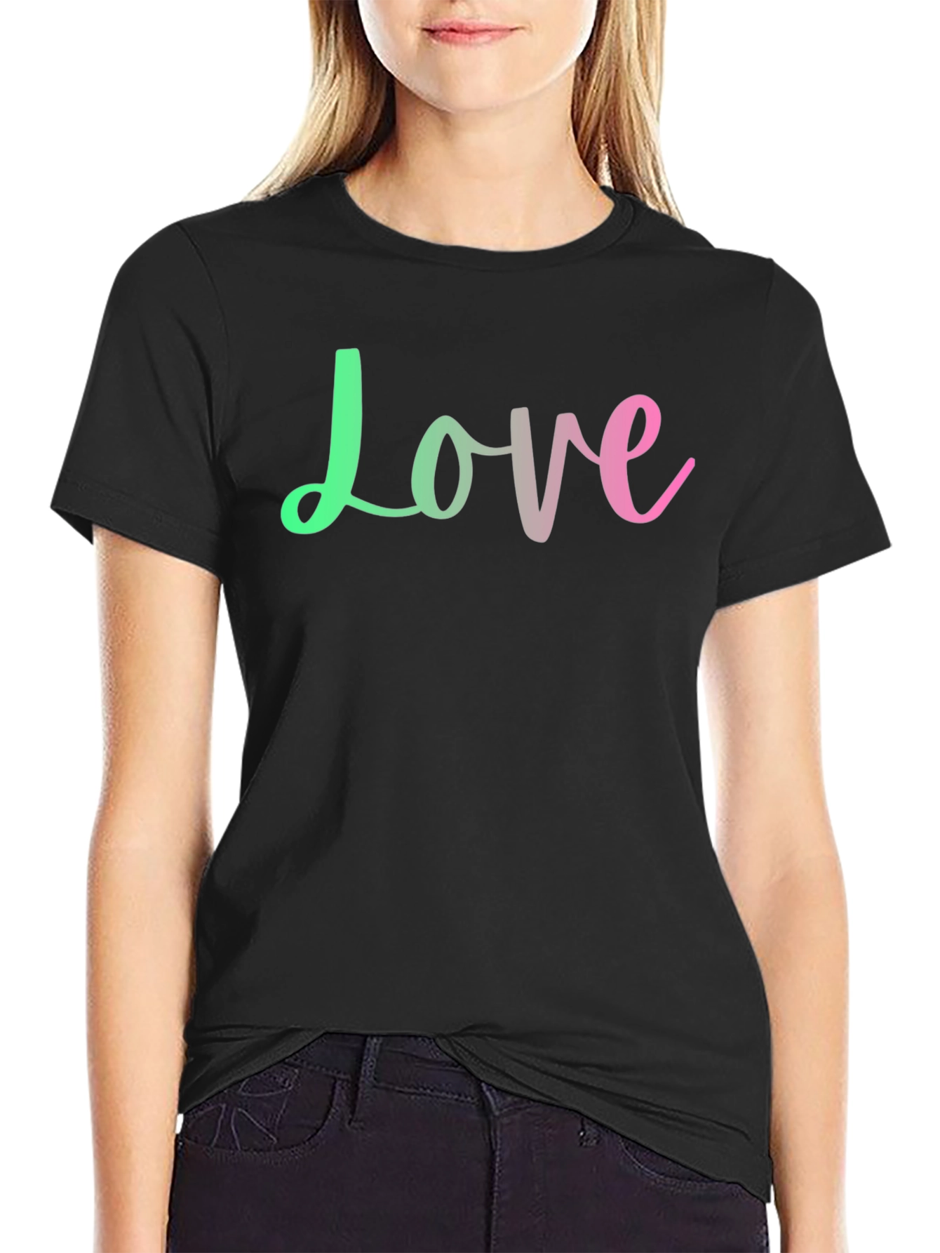 Black Love Graphic Black T-Shirt view 2