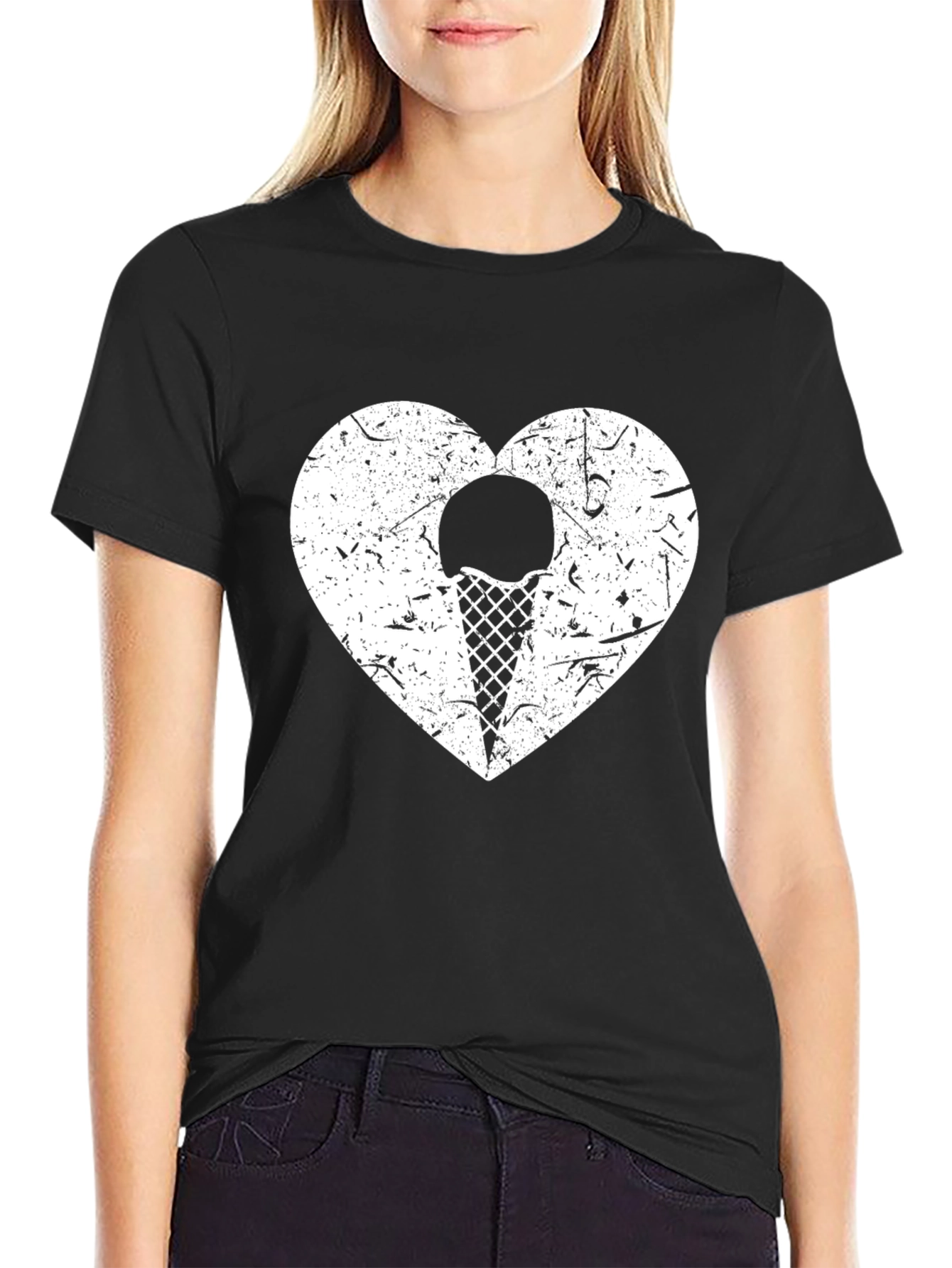 Black Ice Cream Heart Graphic Tee view 2