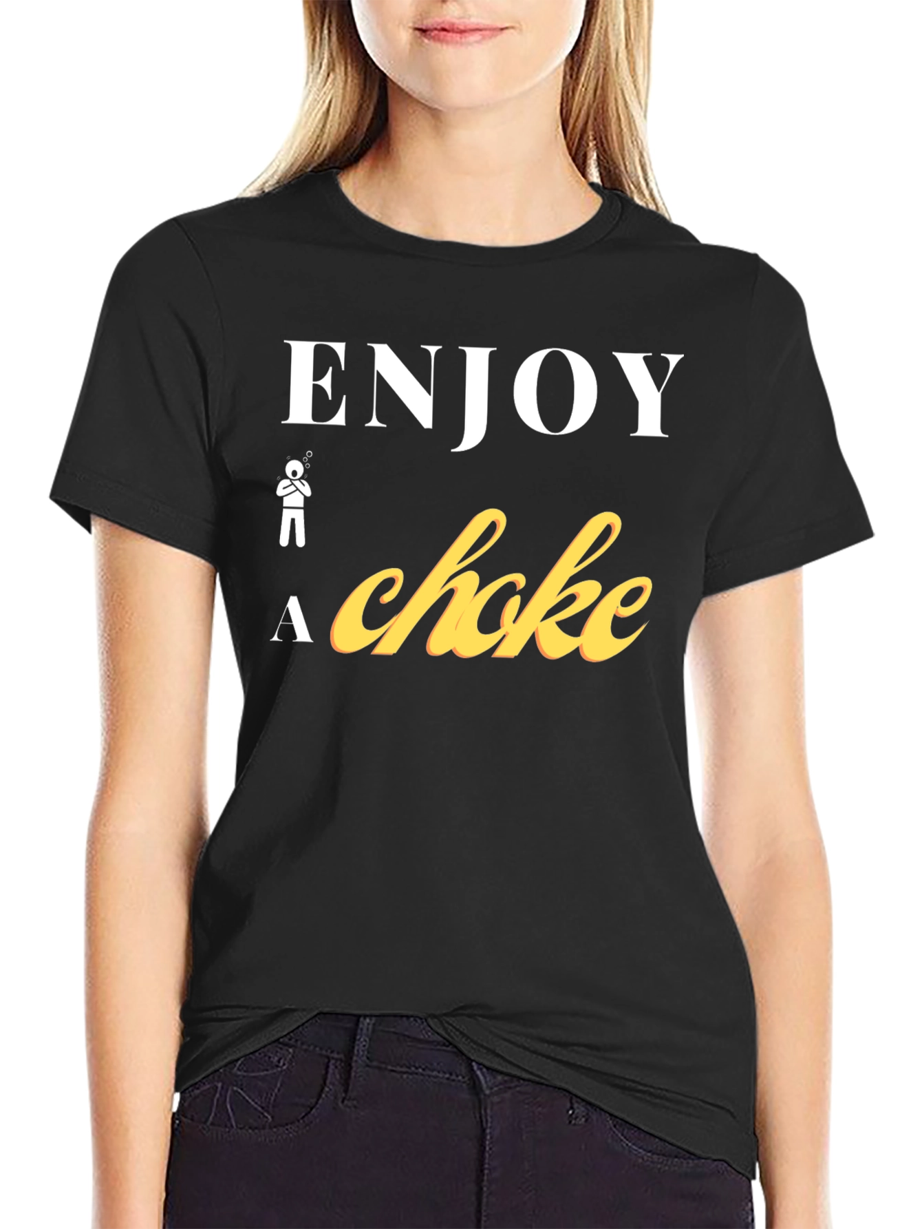 Black Enjoy a Choke Funny T-Shirt view 2