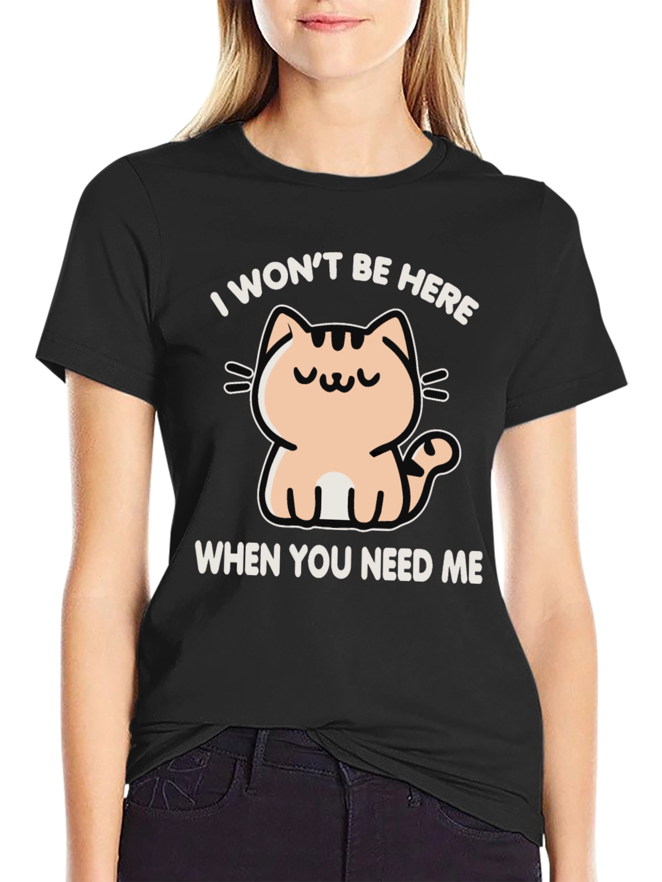 Black Cat Lover Tee: I Won't Be Here Graphic T-Shirt view 2