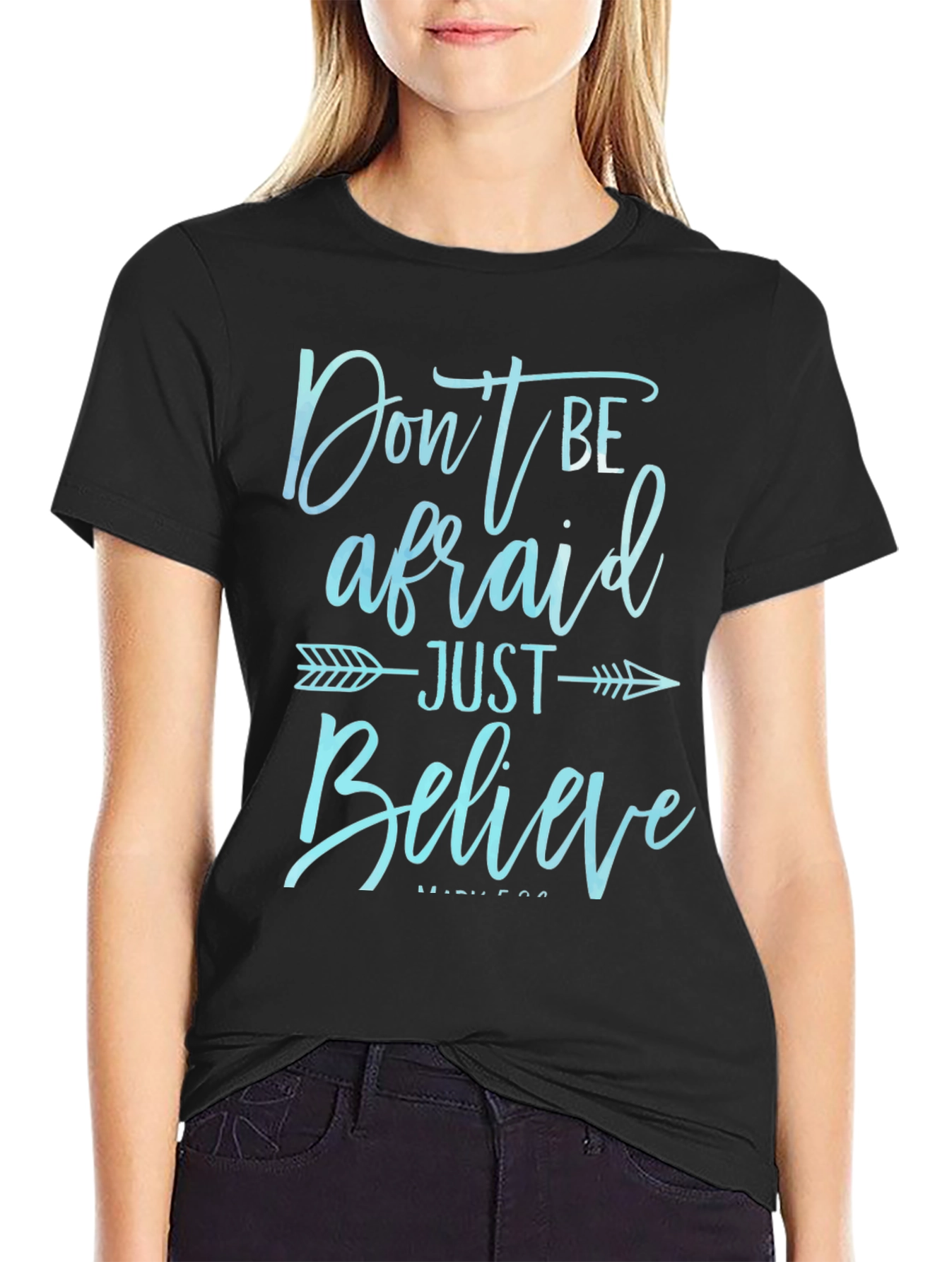 Black Don't Be Afraid Just Believe T-Shirt view 2