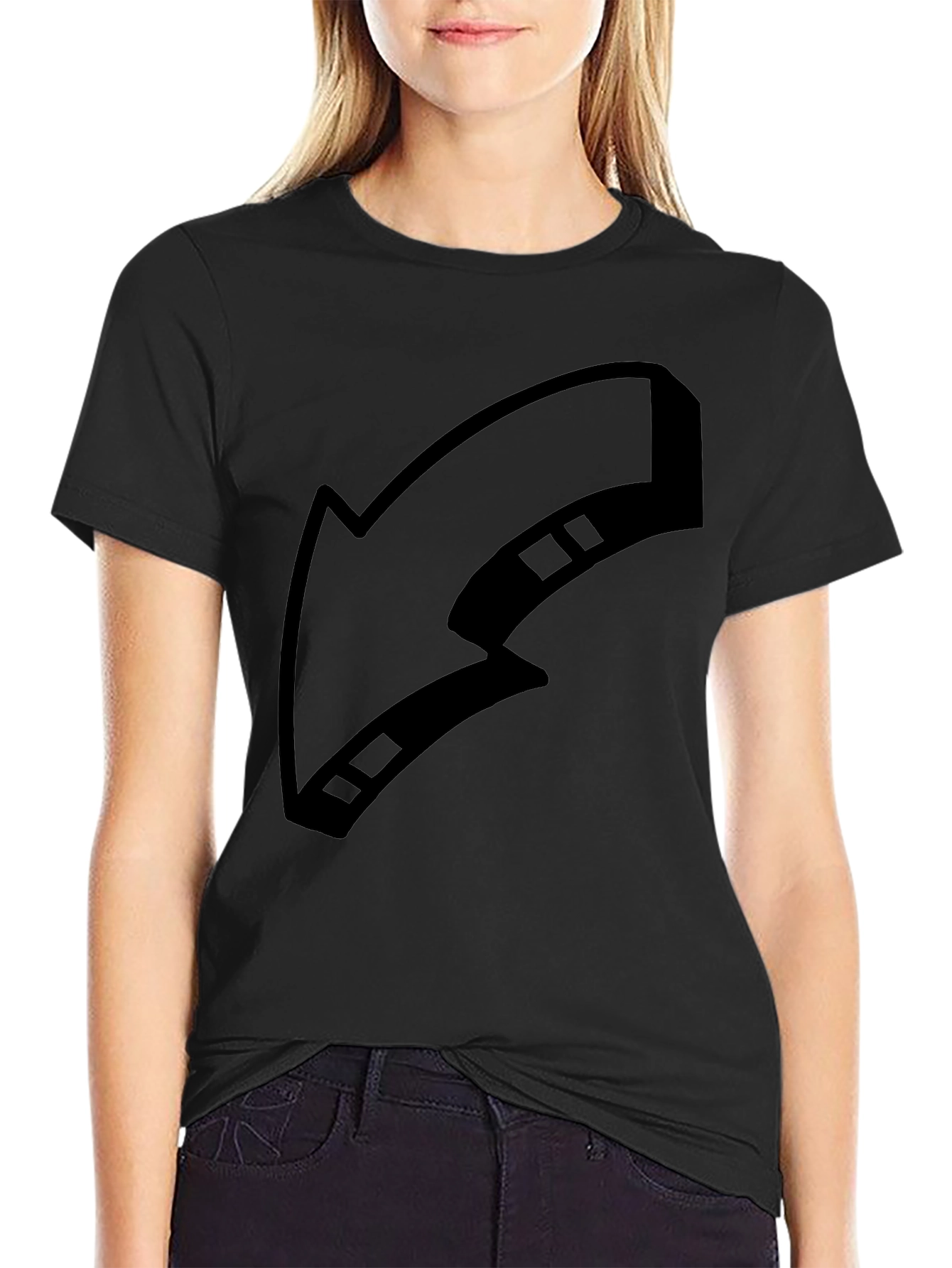 Black Black T-Shirt with Arrow Graphic Print view 2