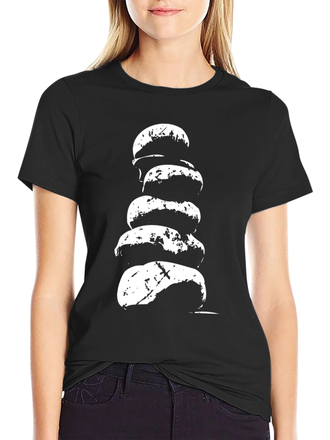 Black Stacked Rock Graphic Tee - Men's Black Cotton T-Shirt view 2