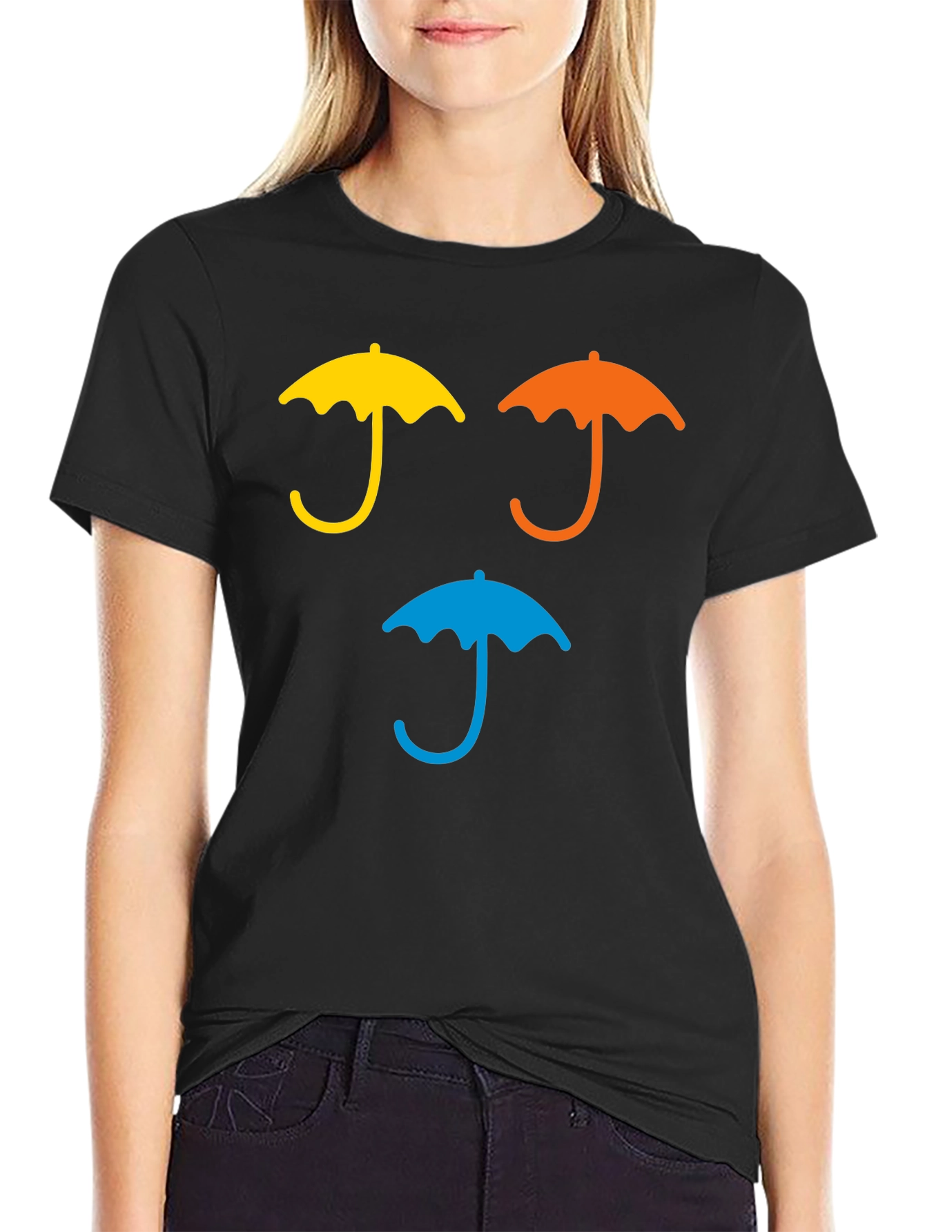 Black Umbrella Graphic T-Shirt - Casual Wear view 2
