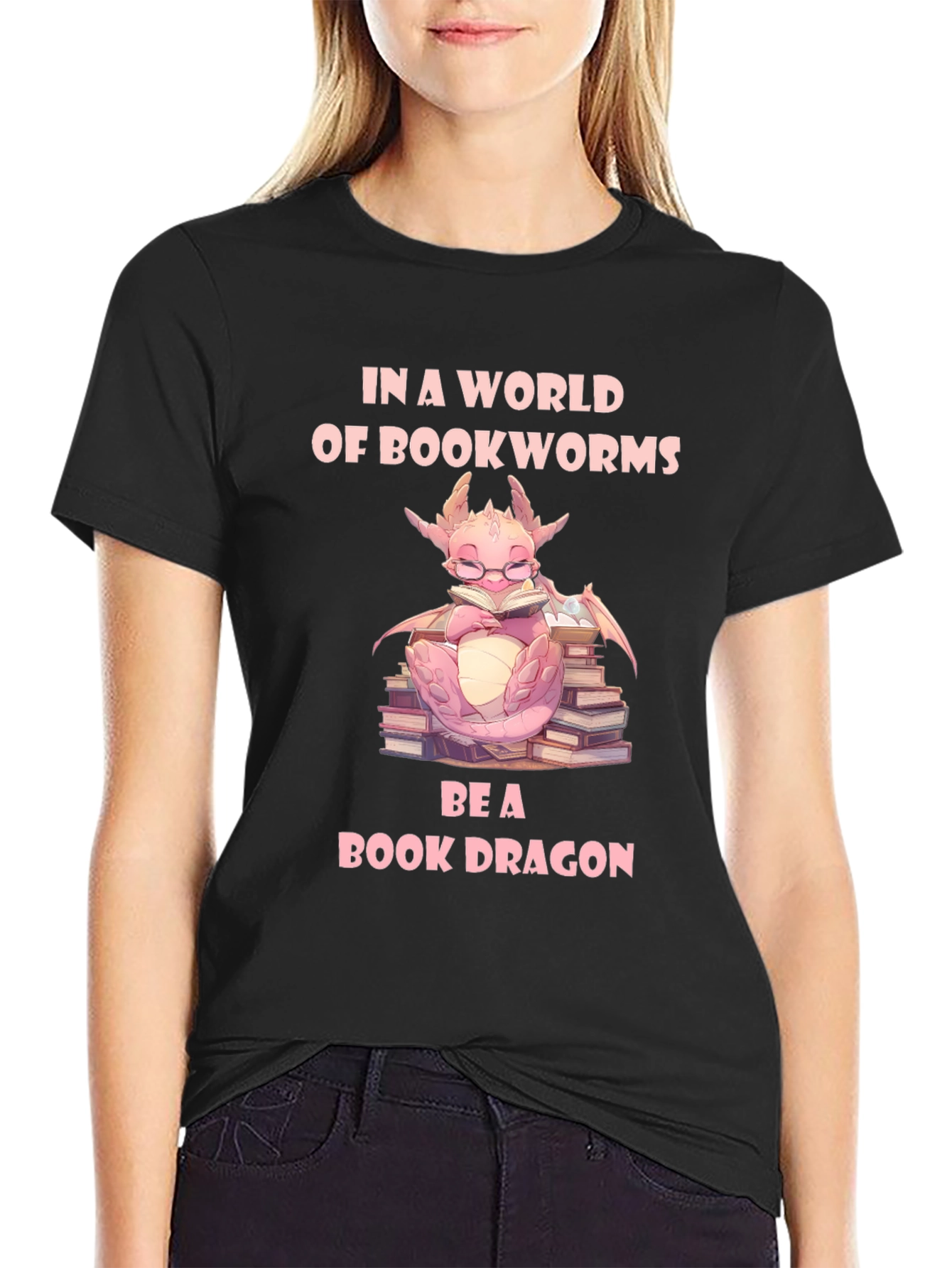 Black Book Dragon Graphic Tee - Perfect for Bookworms! view 2