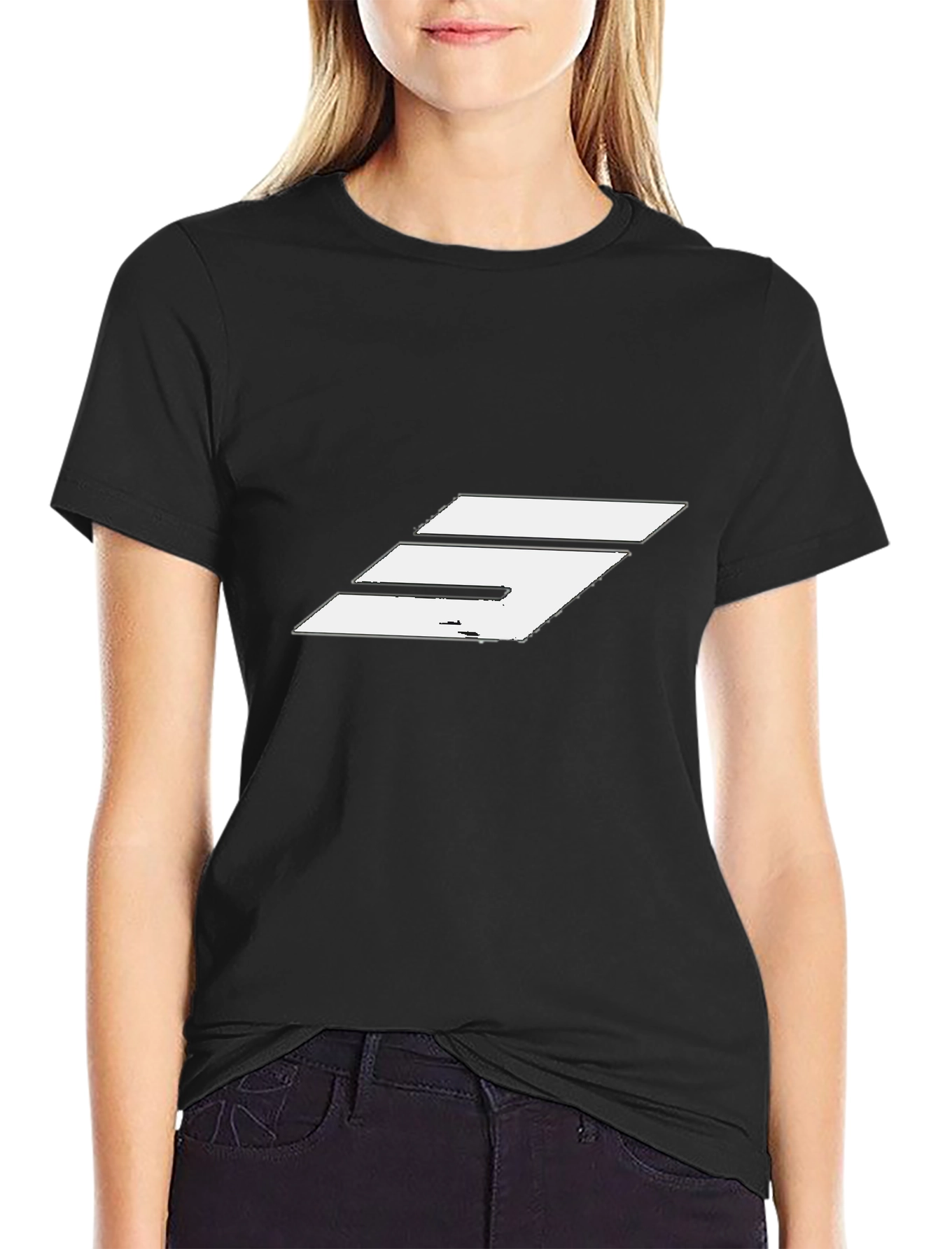 Black Modern Graphic T-Shirt - Black with White Design view 2