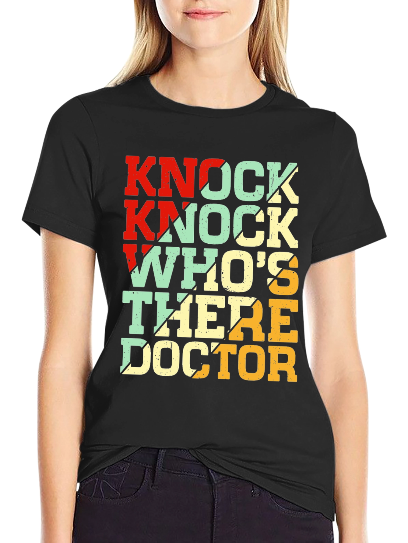 Black Knock Knock Doctor T-Shirt - Funny Humor Tee view 2