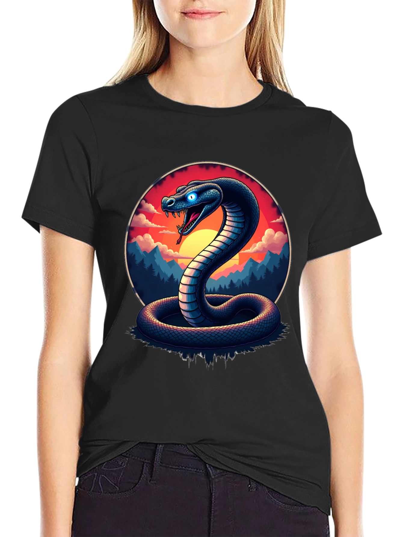 Black Cobra T-Shirt - Snake Graphic Tee view 2